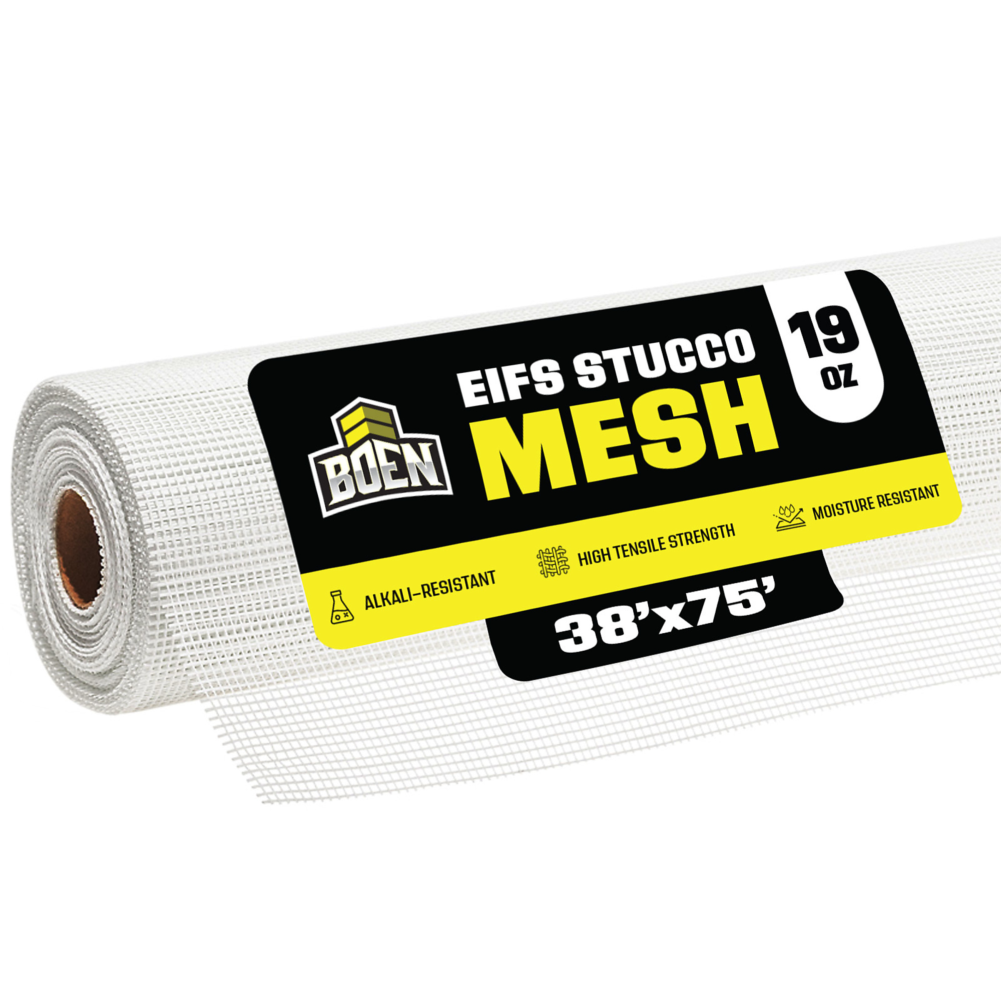 Boen EIFS Stucco Mesh, 38 in x 75 ft, 19oz, Reinforcement Fiberglass Mesh, Non-Adhesive