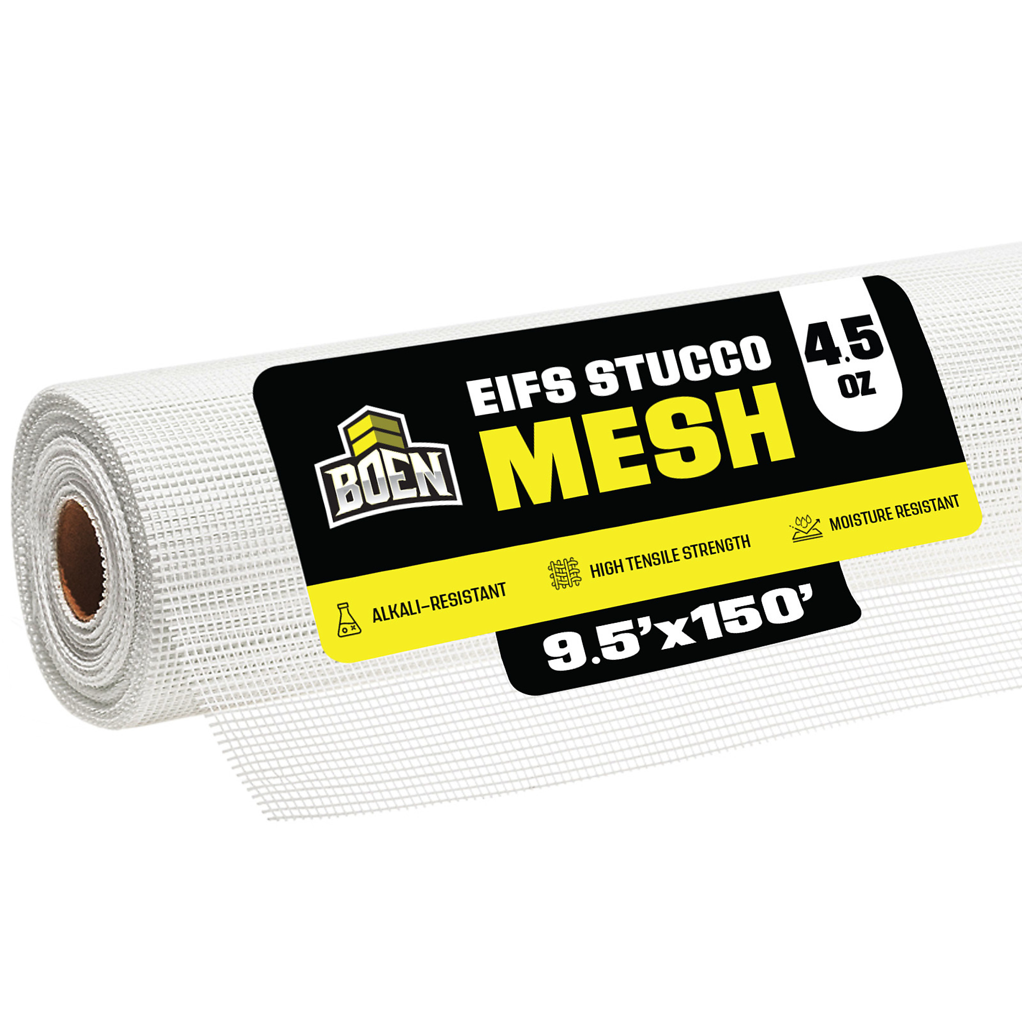 Boen EIFS Stucco Mesh, 9.5 in x 150 ft, 4.5oz, Reinforcement Fiberglass Mesh, Non-Adhesive