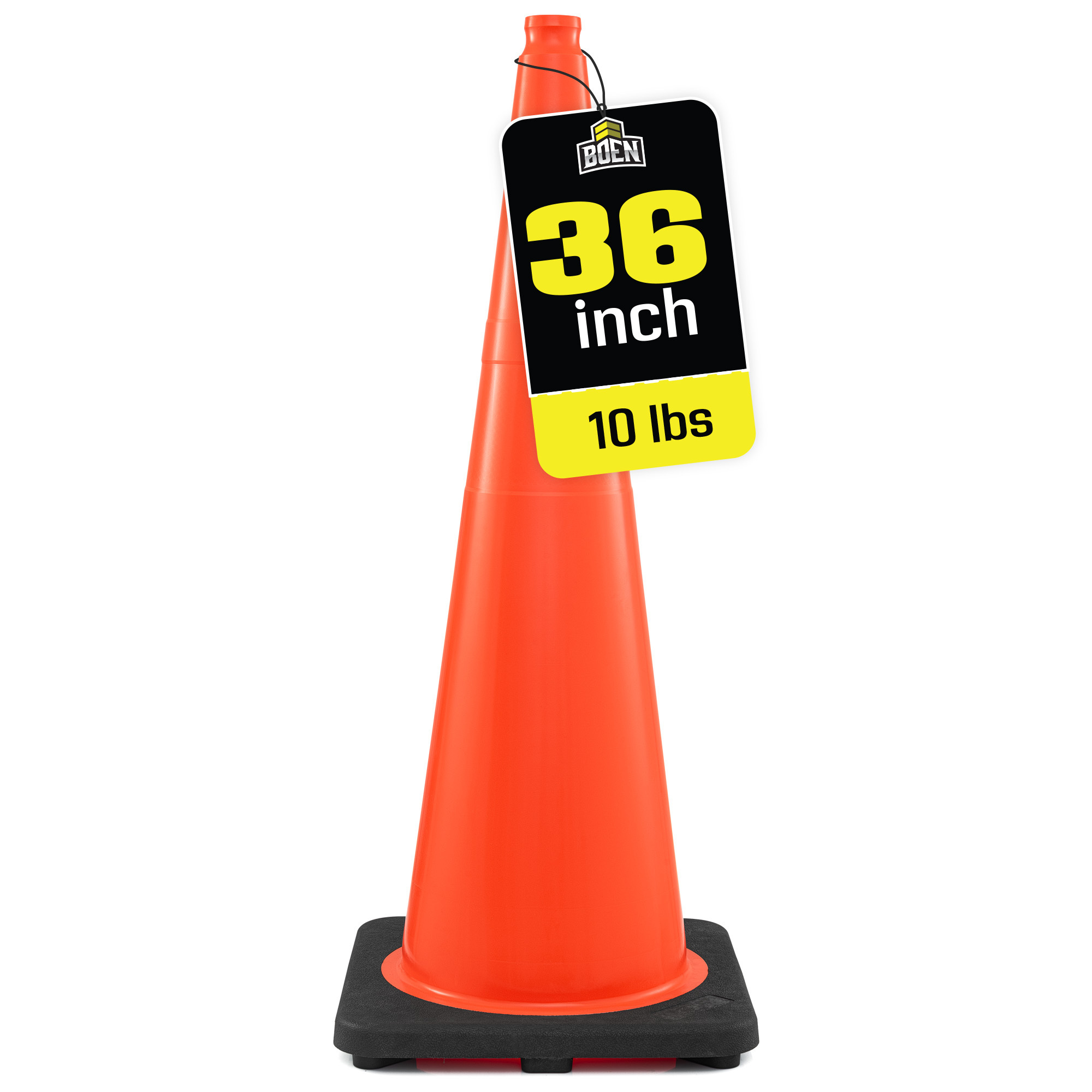Boen 36 in, Orange Traffic Cones, High-Visibility Safety Cones with 10 lb. Base for Parking, Construction & Traffic Control