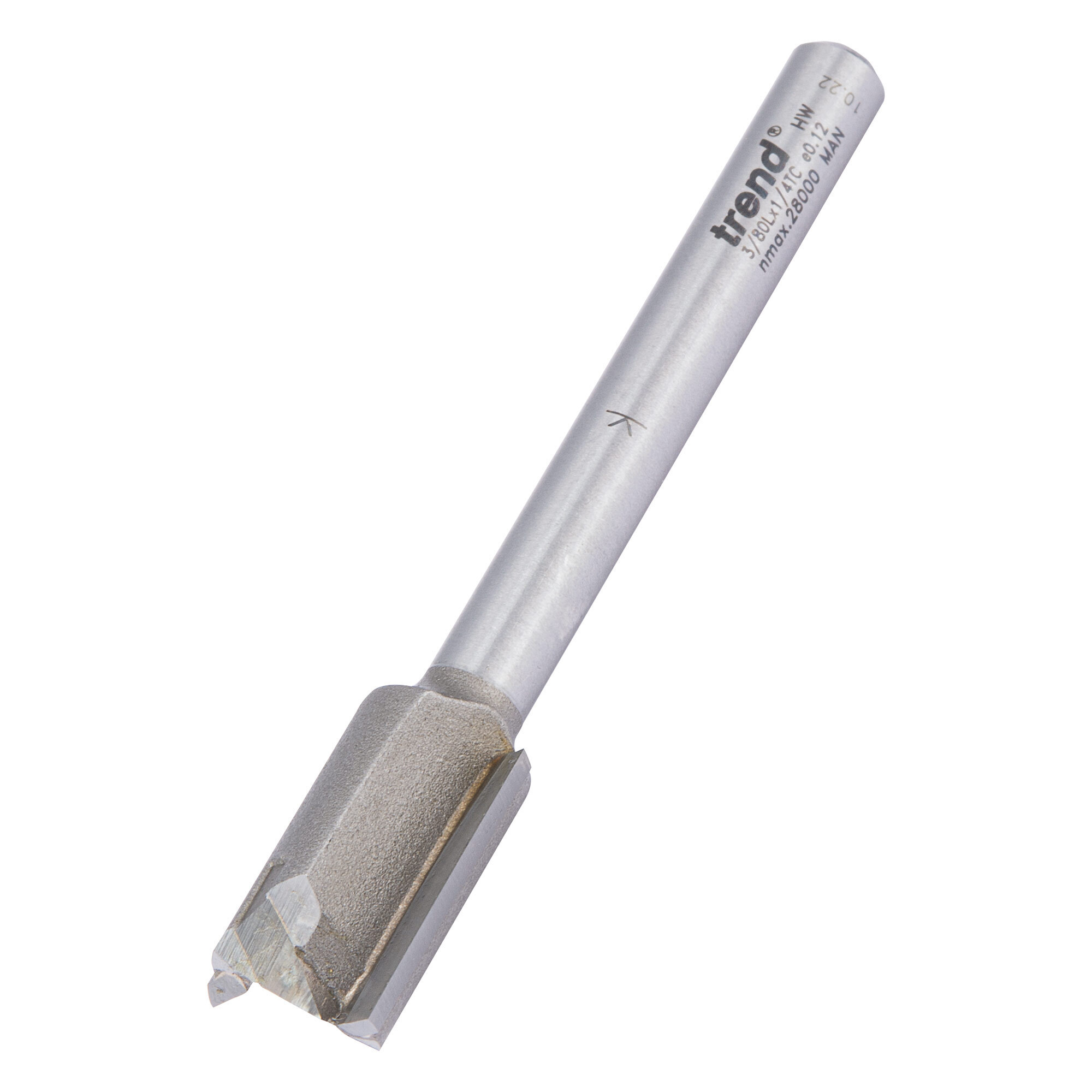 Trend Professional Two Flute Router Bit, 1/4 Inch Shank, 1/2 Inch Cut Diameter, Tungsten Carbide Tipped, 3/80LX1/4TC