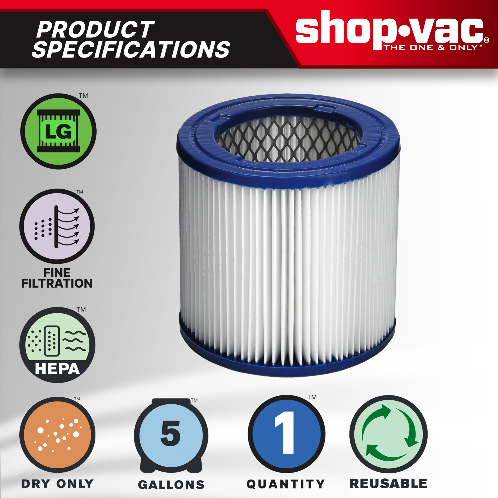 Shop-Vac® Ash Vacuum HEPA Cartridge Filter - 9032933