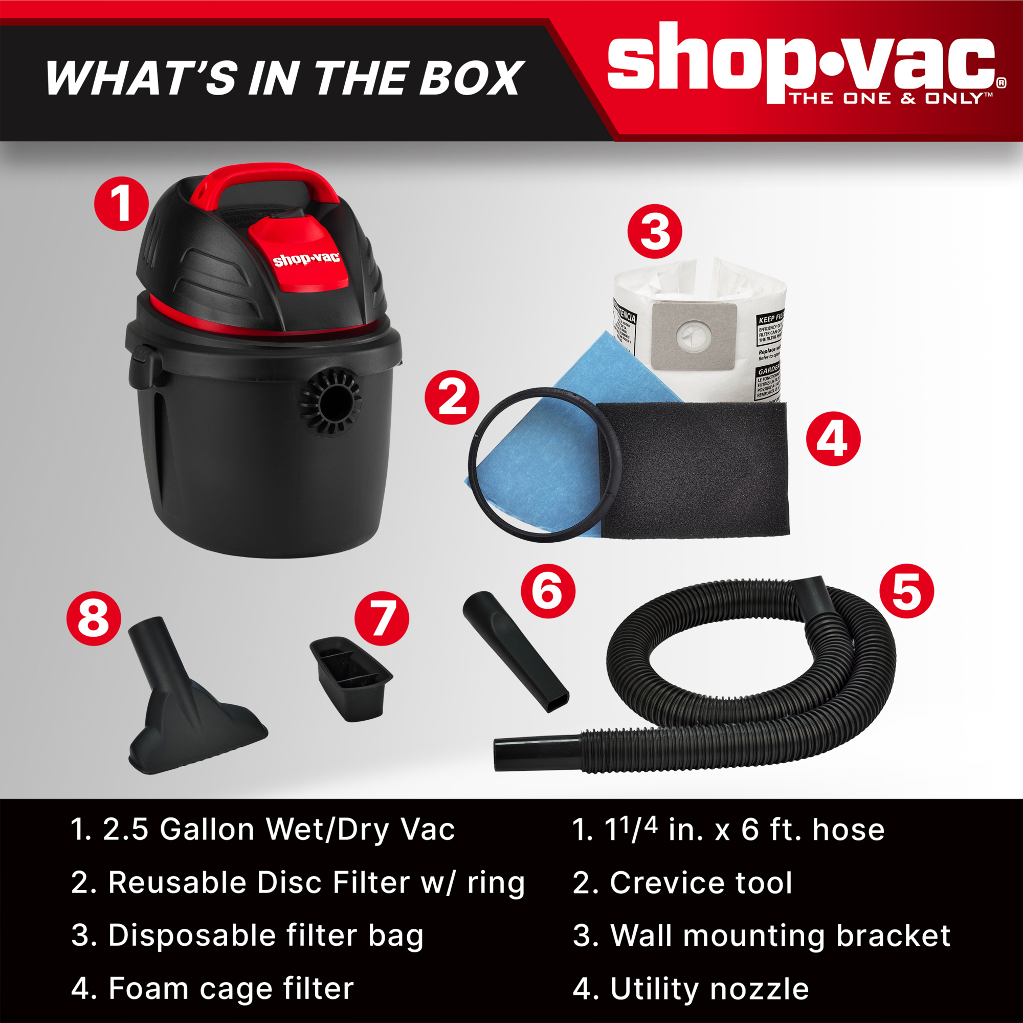 Shop-Vac® 2.5 Gallon 2.5 Peak HP Wet/Dry Portable Vac - 9303511
