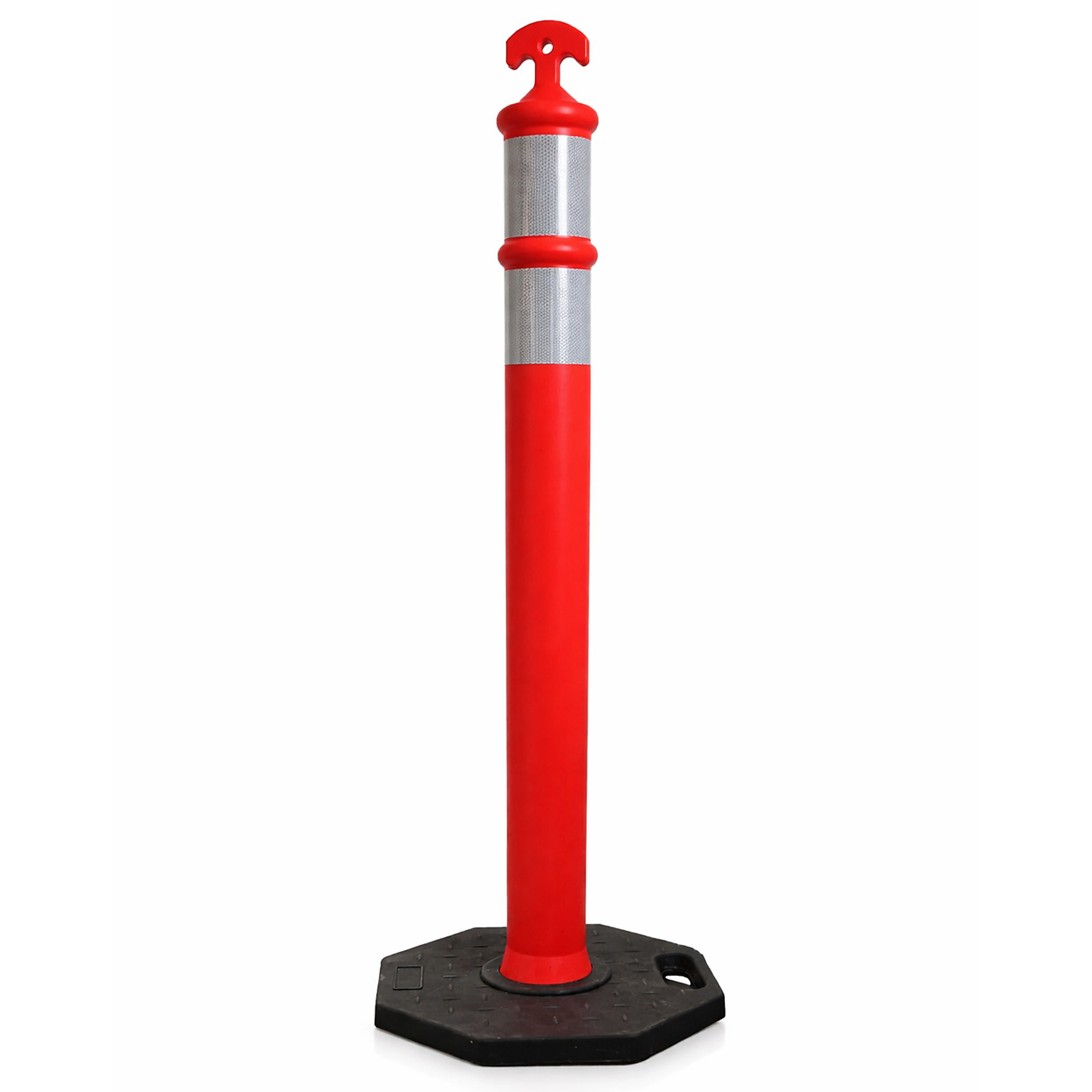 Boen 45 in, Orange Traffic Delineator Posts, Safety Bollards with Reflective Collar & 16 lb. Heavy-Duty Base for Parking, Construction & Road Safety