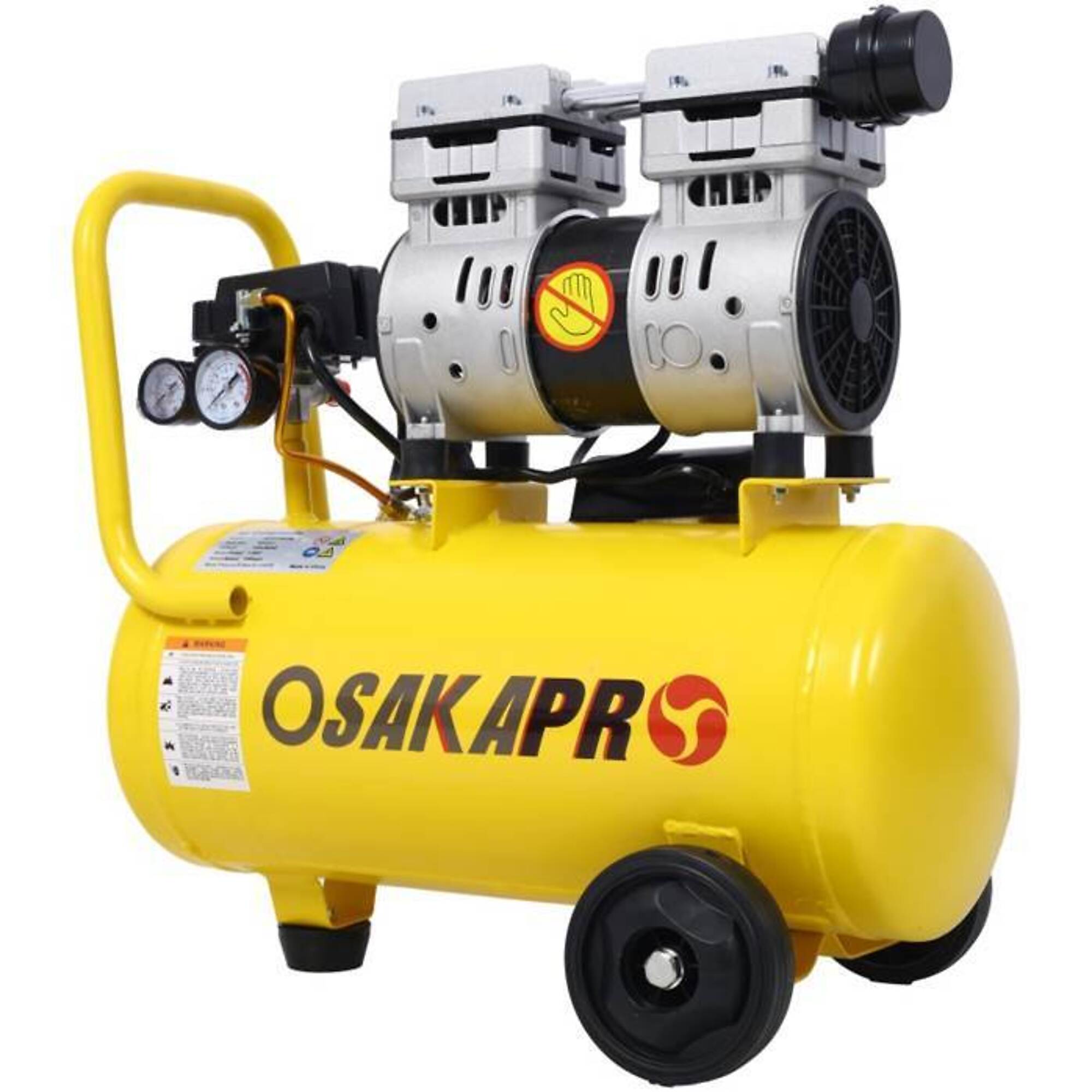 1.5HP Silent Oil-Free Air Compressor 8 Gallon, yellow, BAC-W46564404