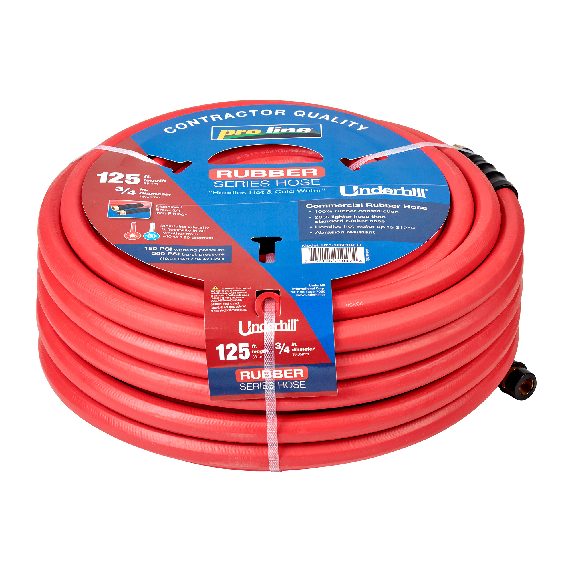 Underhill Rubber Hose 3/4"x125' H75-125PRO-R