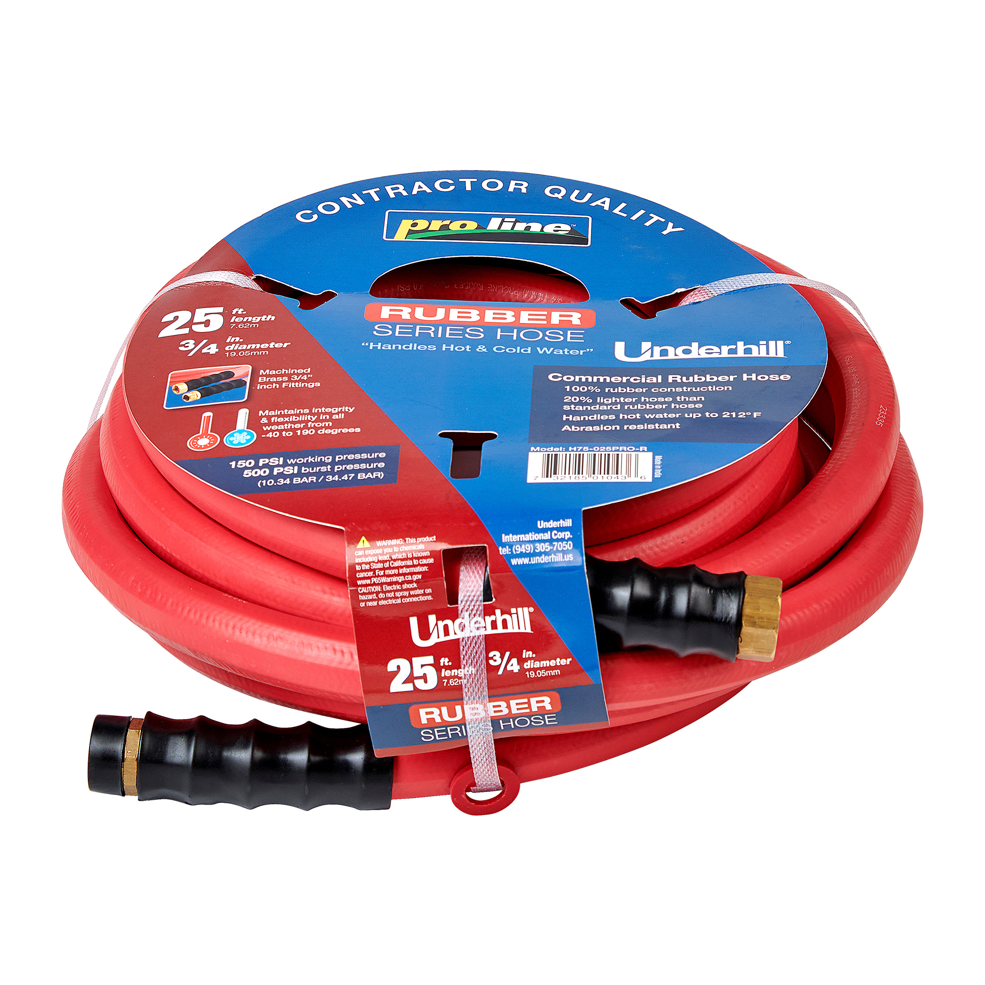 Underhill Rubber Hose 3/4"x25' H75-025PRO-R