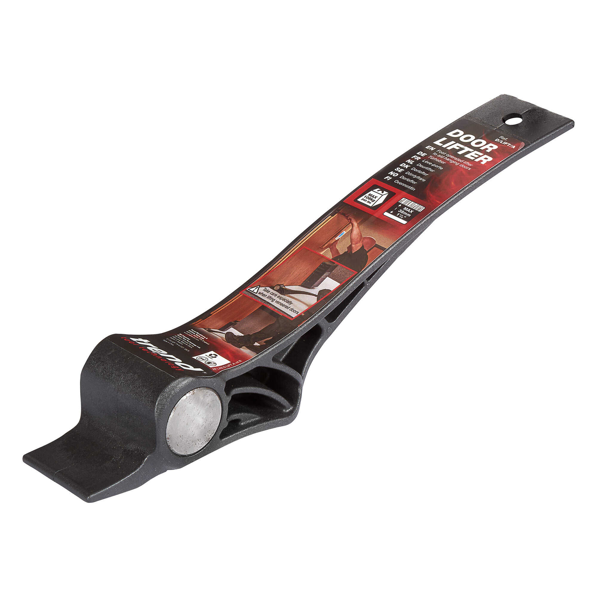 Trend Door Lifter, Foot Operated, Lifts 1-1/2 inch, Max Weight 240 lbs, Ideal for Pinned Hinges, D/LIFT/A
