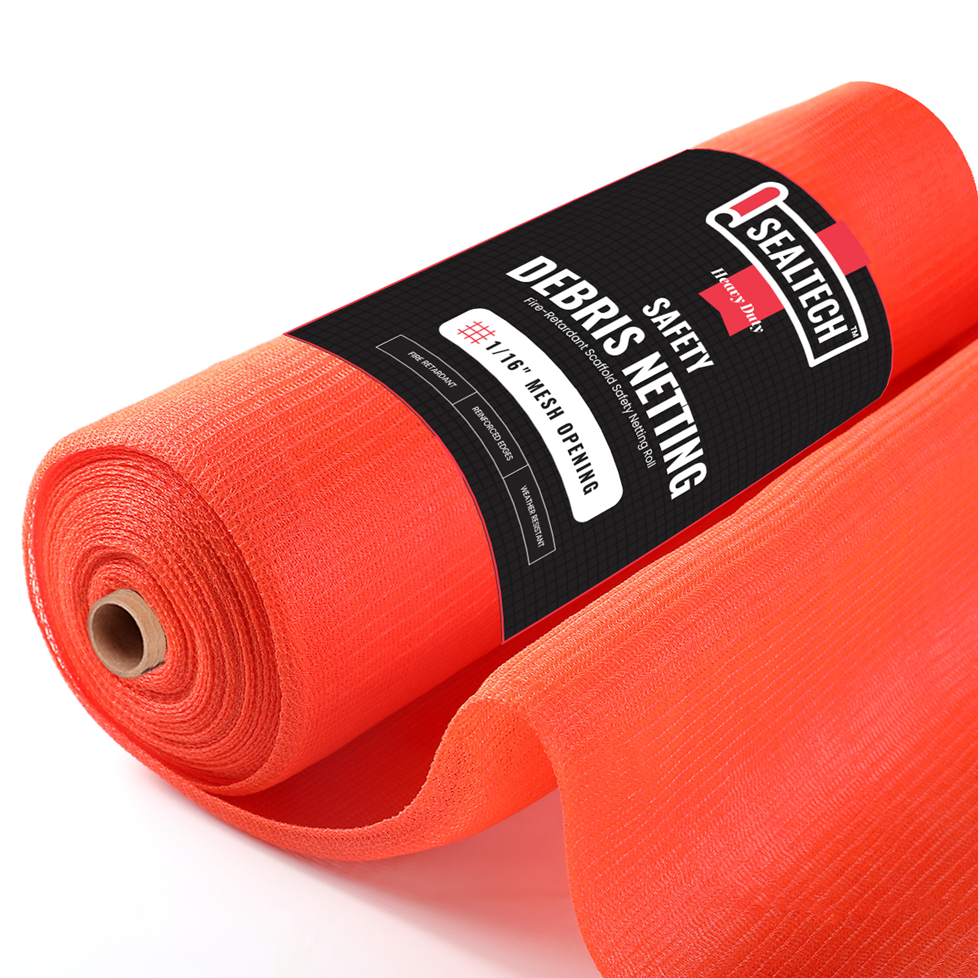 SEALTECH Heavy Duty Safety Debris Netting Rolls - Fire Retardant,1/16" Mesh roll, for Scaffold Enclosure, Visibility Barrier, for Construction & Agricultural Use. (Orange-8.5 ft X 150 ft)