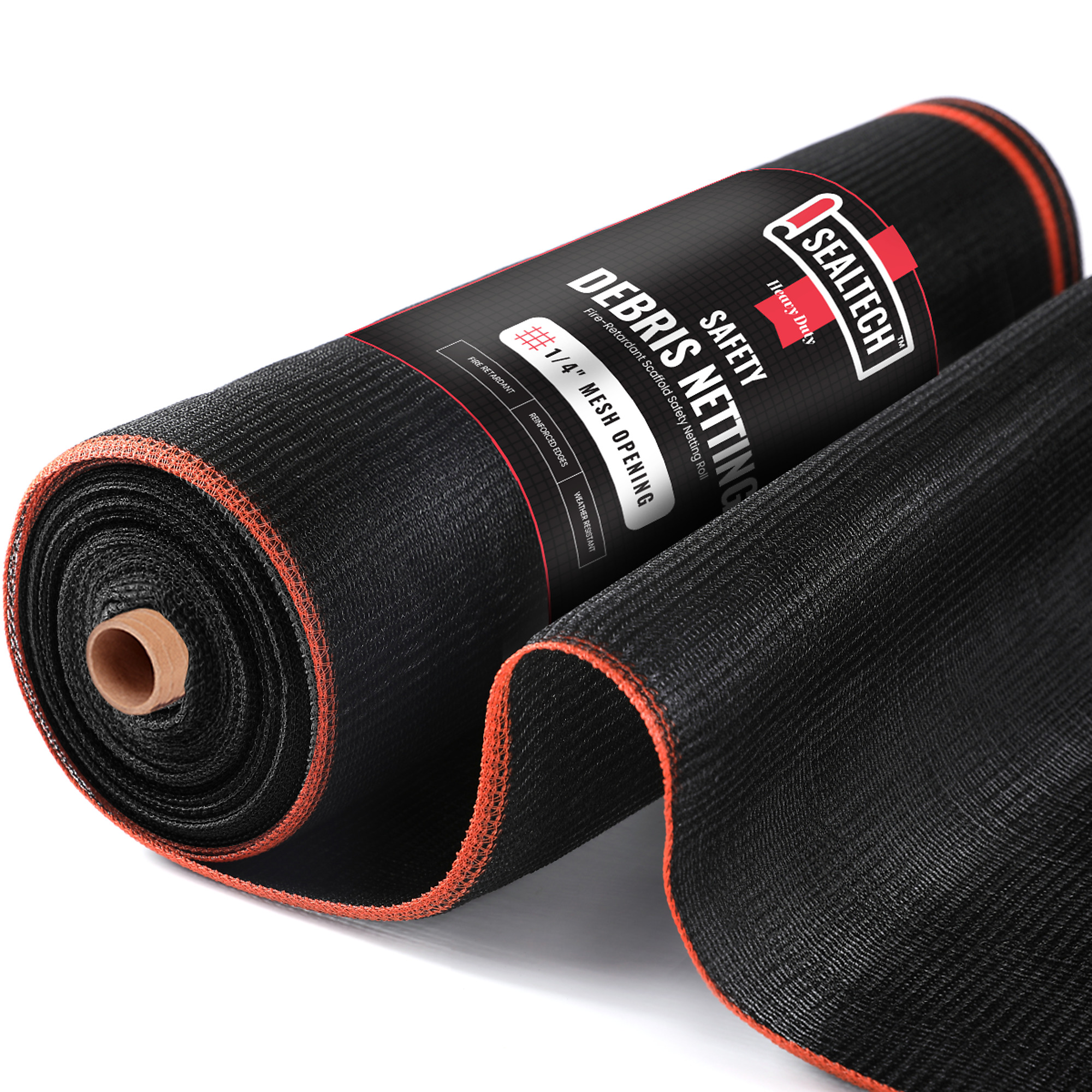 SEALTECH Heavy Duty Safety Debris Netting Rolls - Fire Retardant,1/4" Mesh roll, for Scaffold Enclosure, Visibility Barrier, for Construction & Agricultural Use. (Black-10 ft X 50 ft)