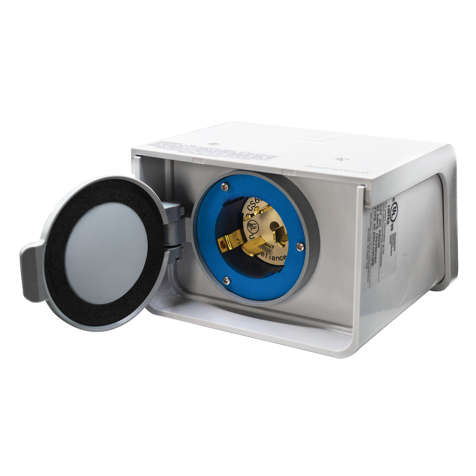 120/240 50-Amp NEMA 3R 12,500-Watt Non-Metallic Power Inlet Box