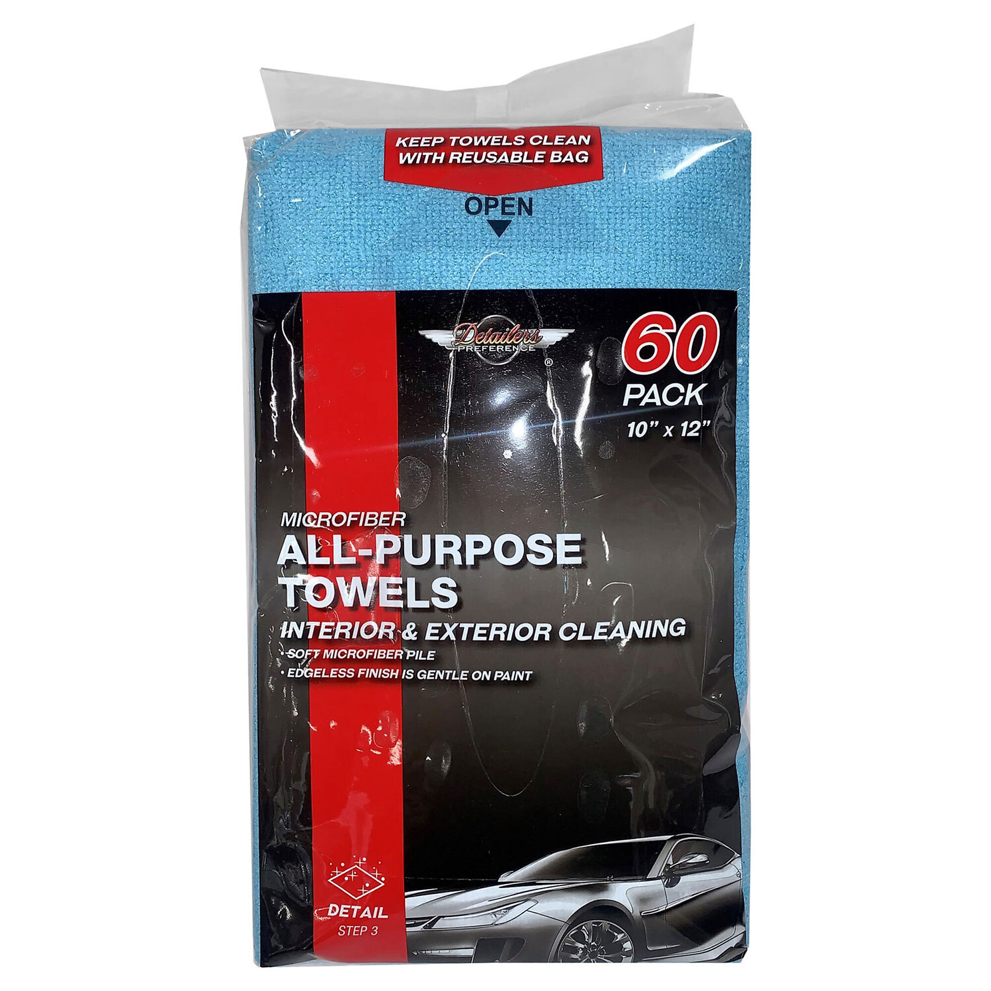 Detailer's Preference Microfiber All-Purpose Towels — 60-Pack, Model# EU243303