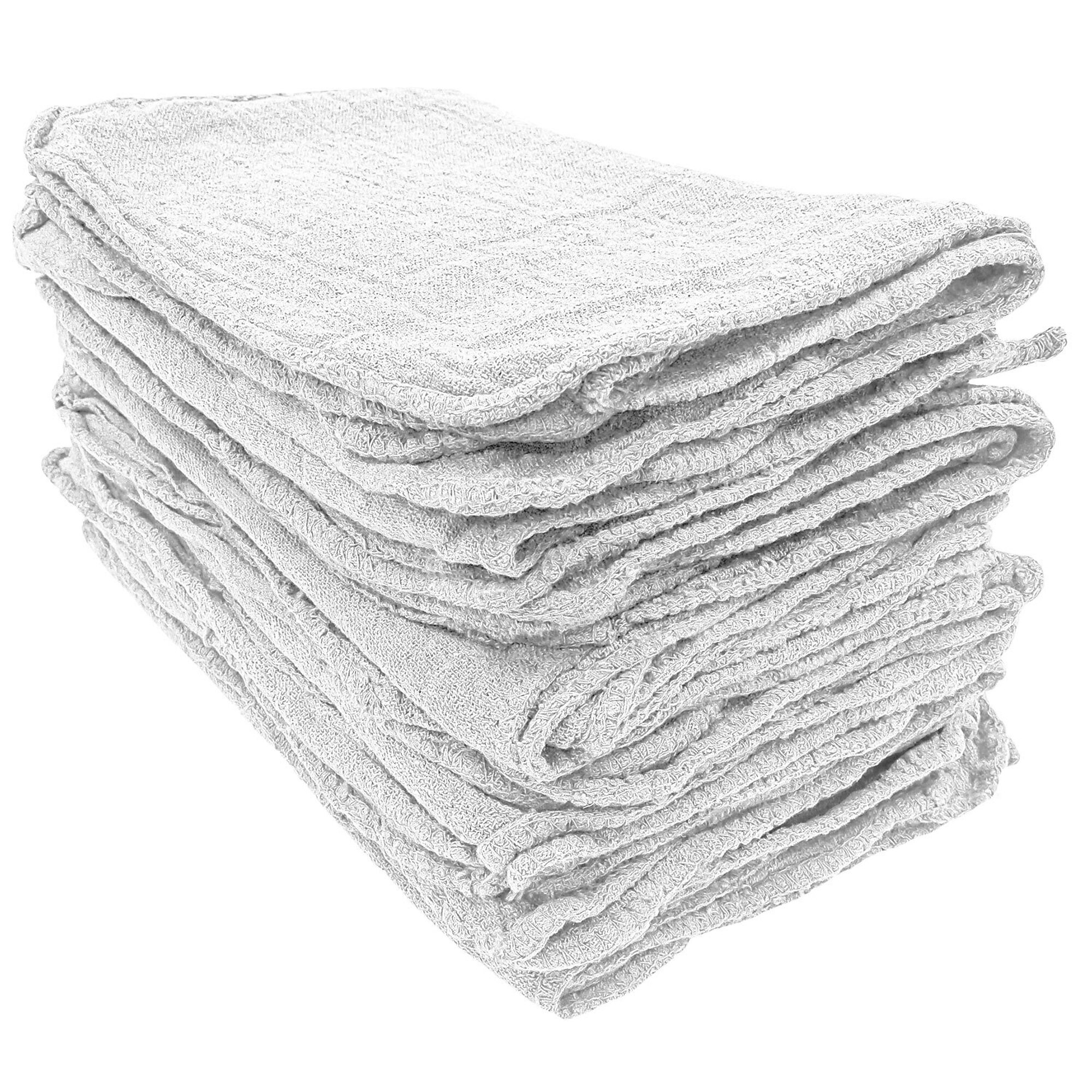 Detailer's Preference Cotton Shop Towels — 11in. x 12in., 50-Pack, White, Model# EUSHT1250WHT
