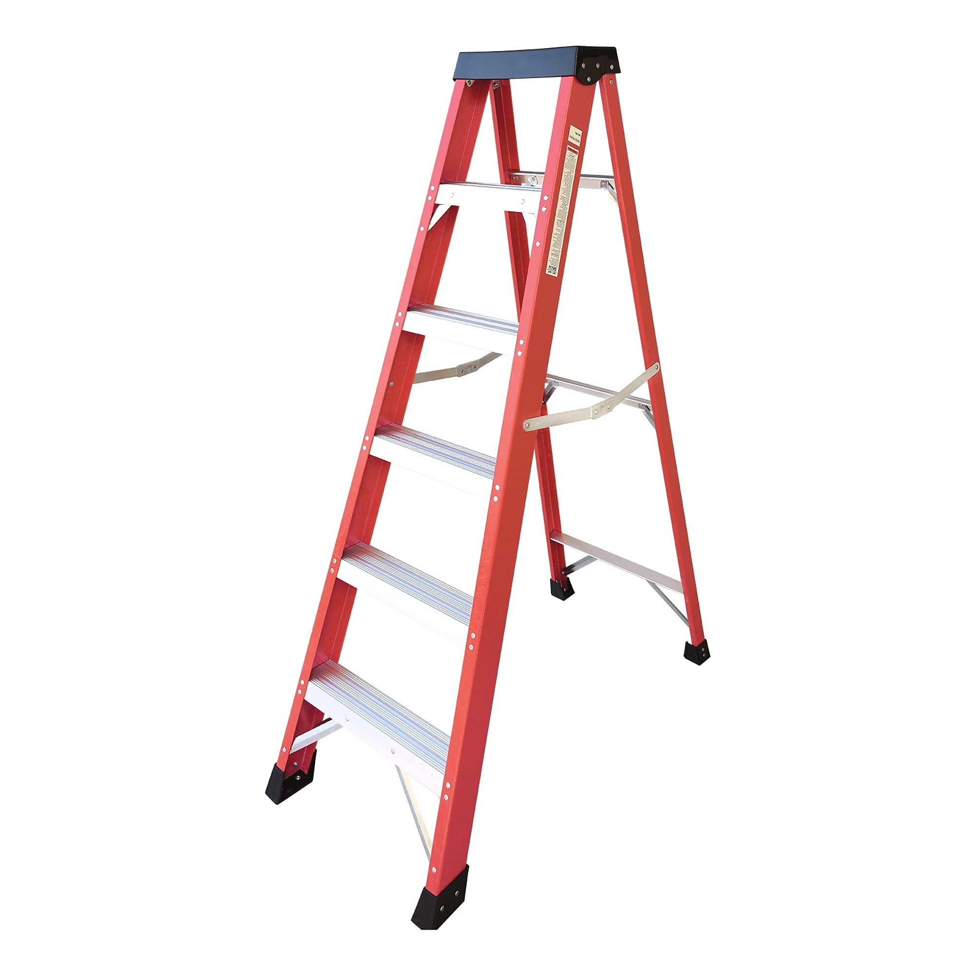 5.2 ft. Fiberglass Insulation Single-Sided Step Ladder (10 ft. Reach) with Tool Holder, 330 lb. Load Capacity, Red