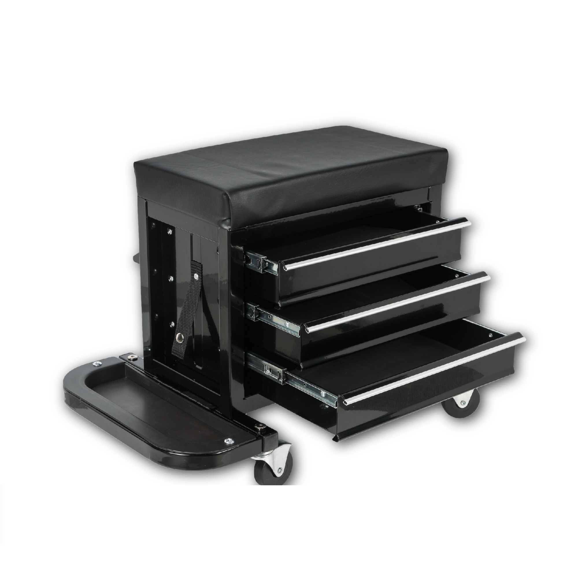 3-Drawer Tool Chest Rolling Mechanic Seat with Tool Trays with 350lbs Max Weight Capacity