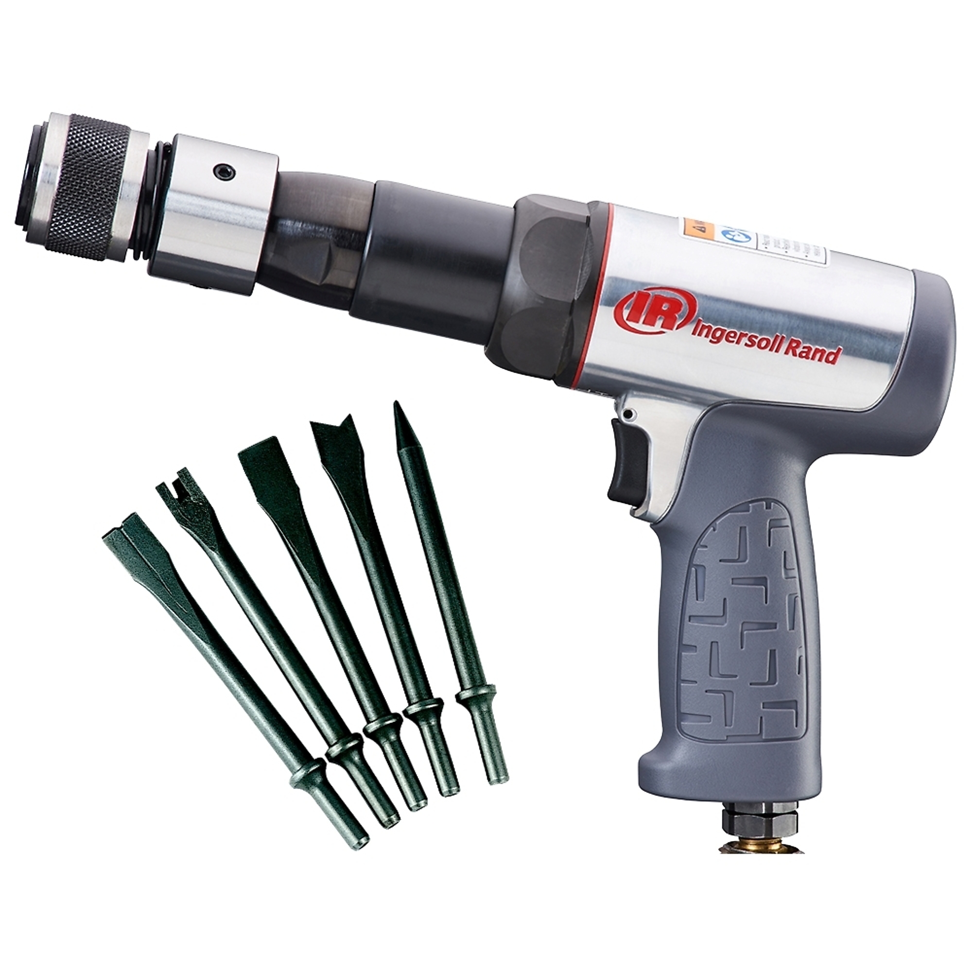 Ingersoll Rand MAX Series Long Barrel Air Hammer Kit, Vibration Reduction, 3 1/2in. Stroke, 2500 BPM, 5 Piece Chisel Set, 119MAXK