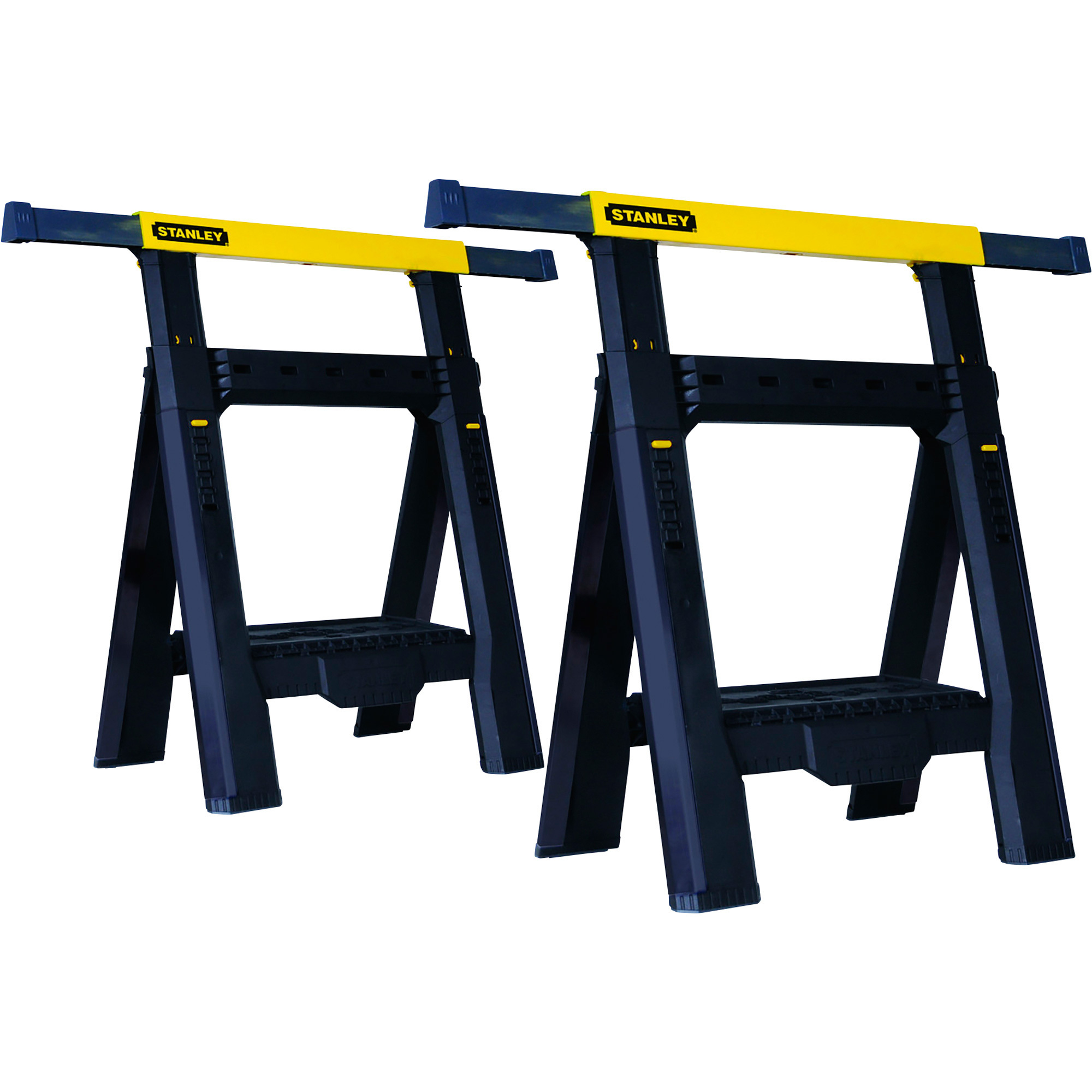 DEWALT Stanley Adjustable Folding Sawhorses Pair 1000 Lb. Total Capacity 27.7in.D x 31in.H x 5.4in.W Model STST60626 Northern Tool