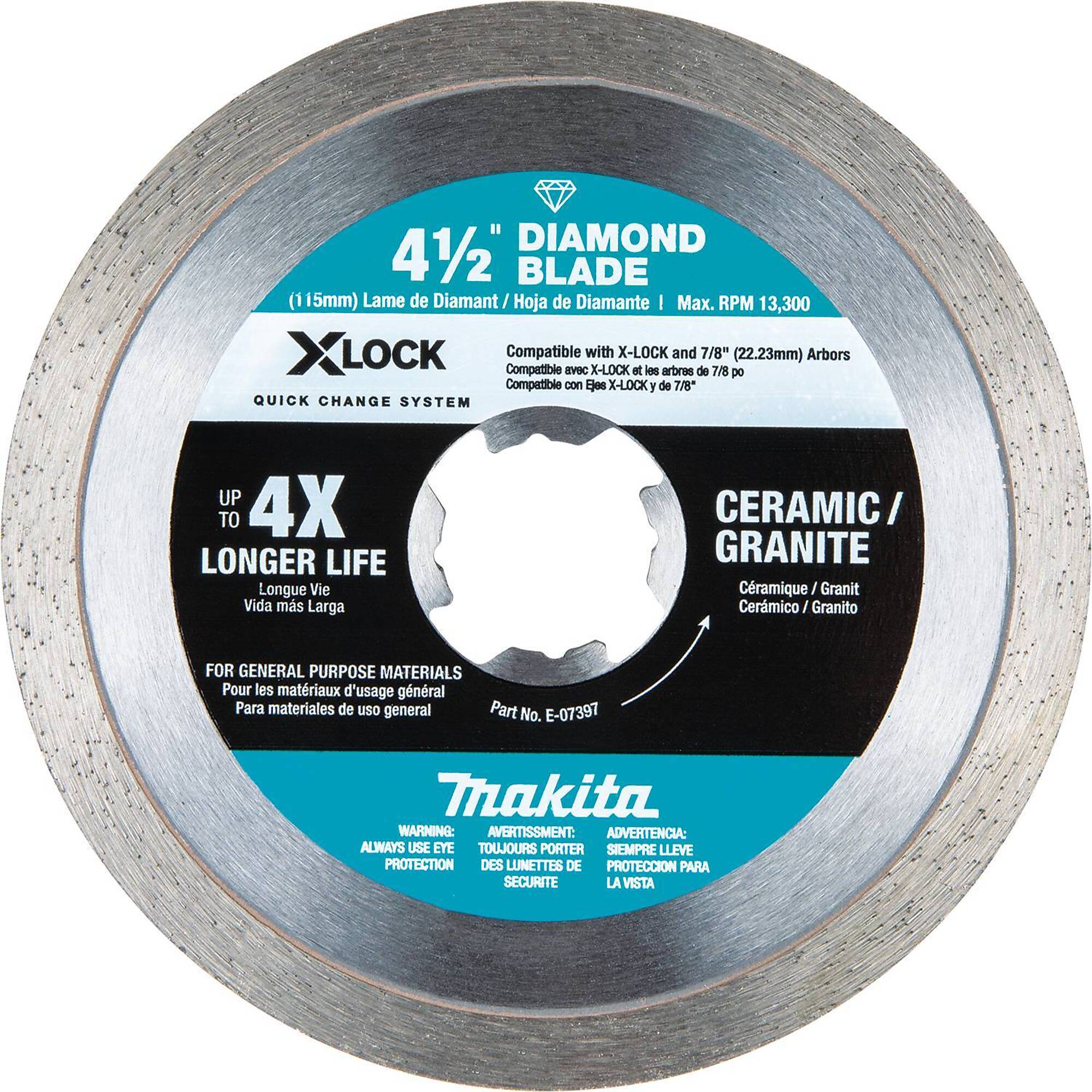 Makita® X-Lock 4-1/2" Continuous Rim Diamond Blade, Model# E-07397