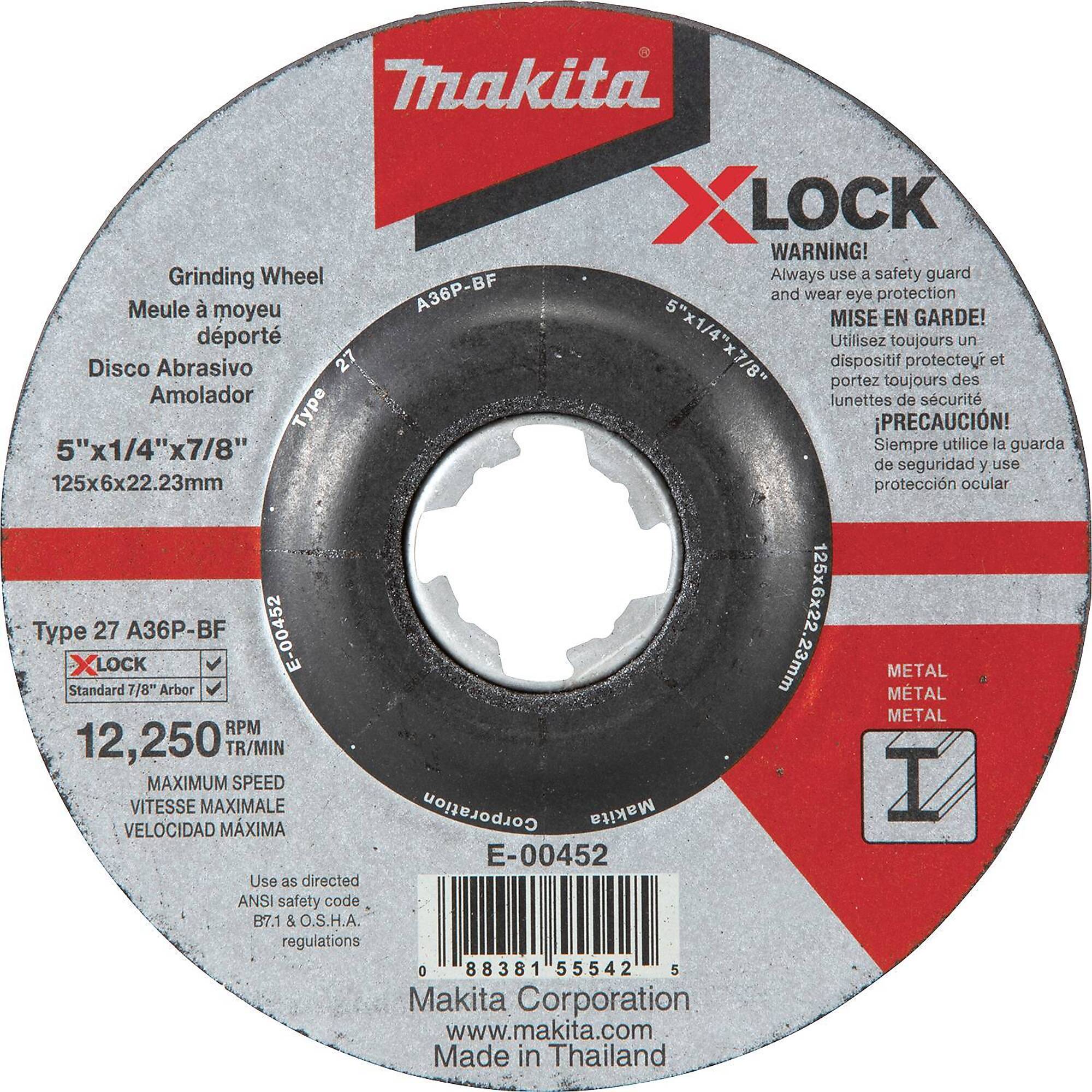 Makita® X-Lock 5" X 1/4" X 7/8" General Purpose Metal Grinding Wheel, 36 Grit, Model# E-00452