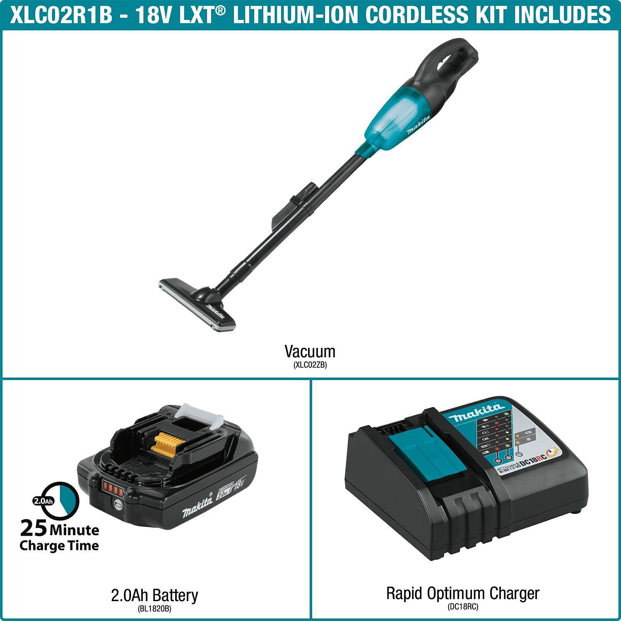 Makita® 18V LXT® Compact Vacuum Kit, Model# XLC02R1B