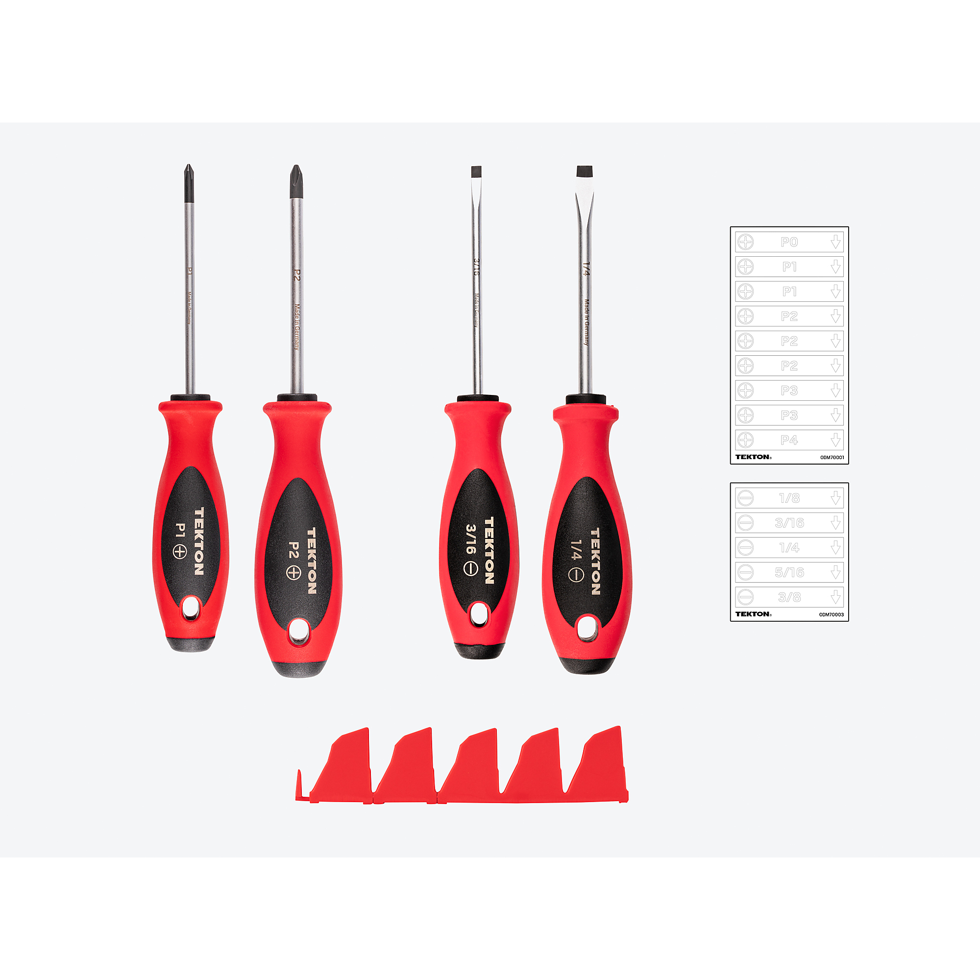 TEKTON Phillips and Slotted Screwdriver Set with Red Modular Organizers ...