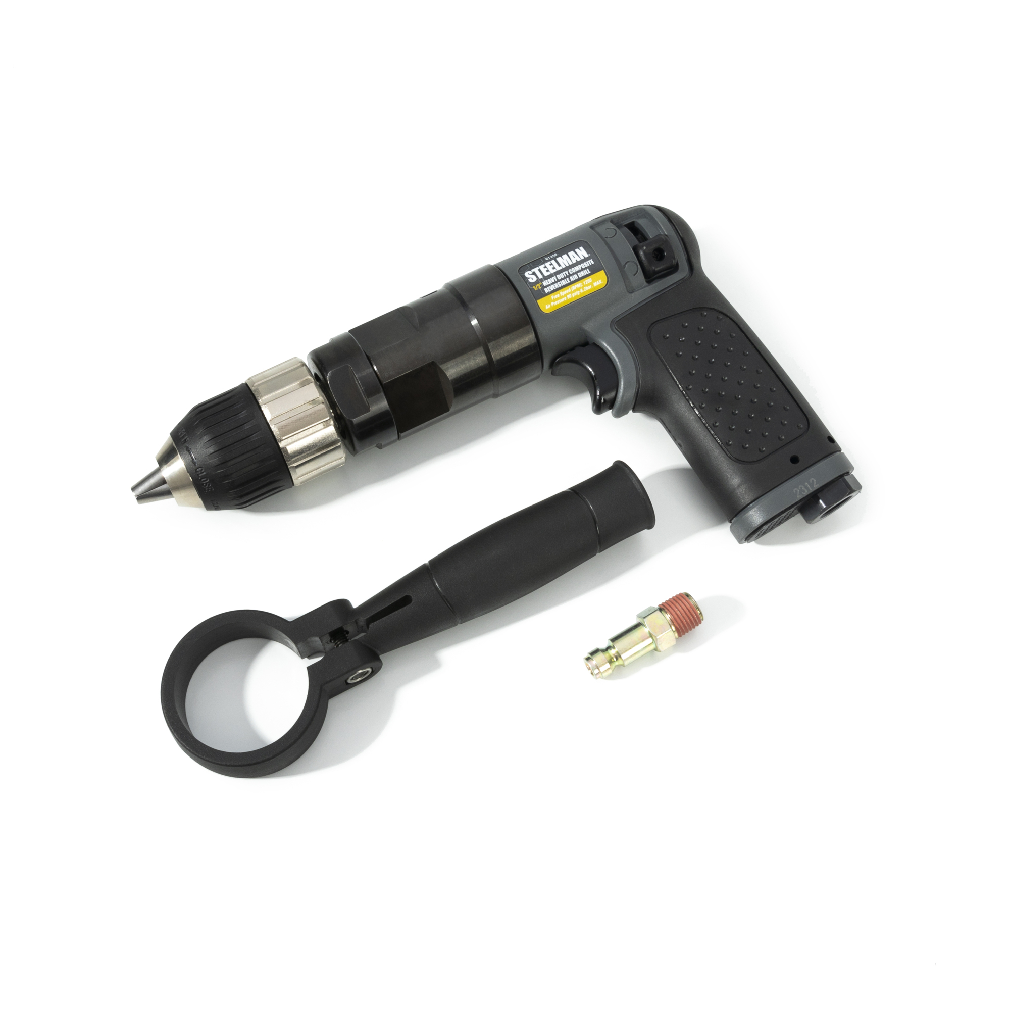STEELMAN 1/2-Inch 1200 RPM 1/4-Inch NPT Reversible Air Drill, Model# 61256