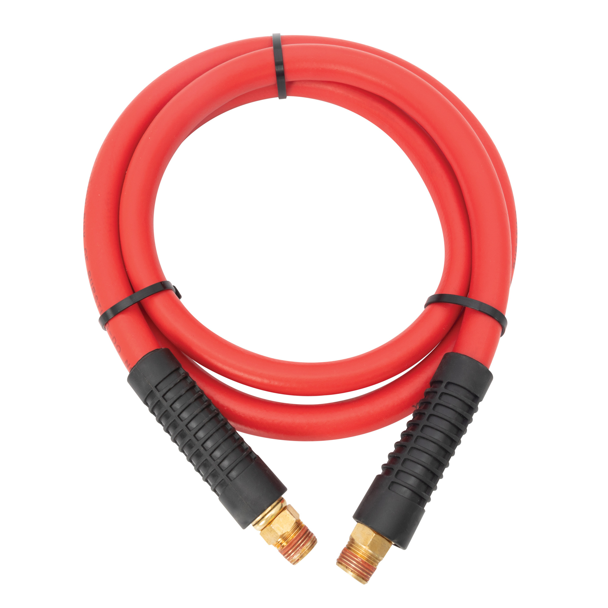 STEELMAN Weather-Resistant 3/8-Inch NPT (M) to 1/2-Inch NPT (M) 1/2-Inch ID 5-Foot Rubber Whip Air Hose in Red with Brass Fittings 61263