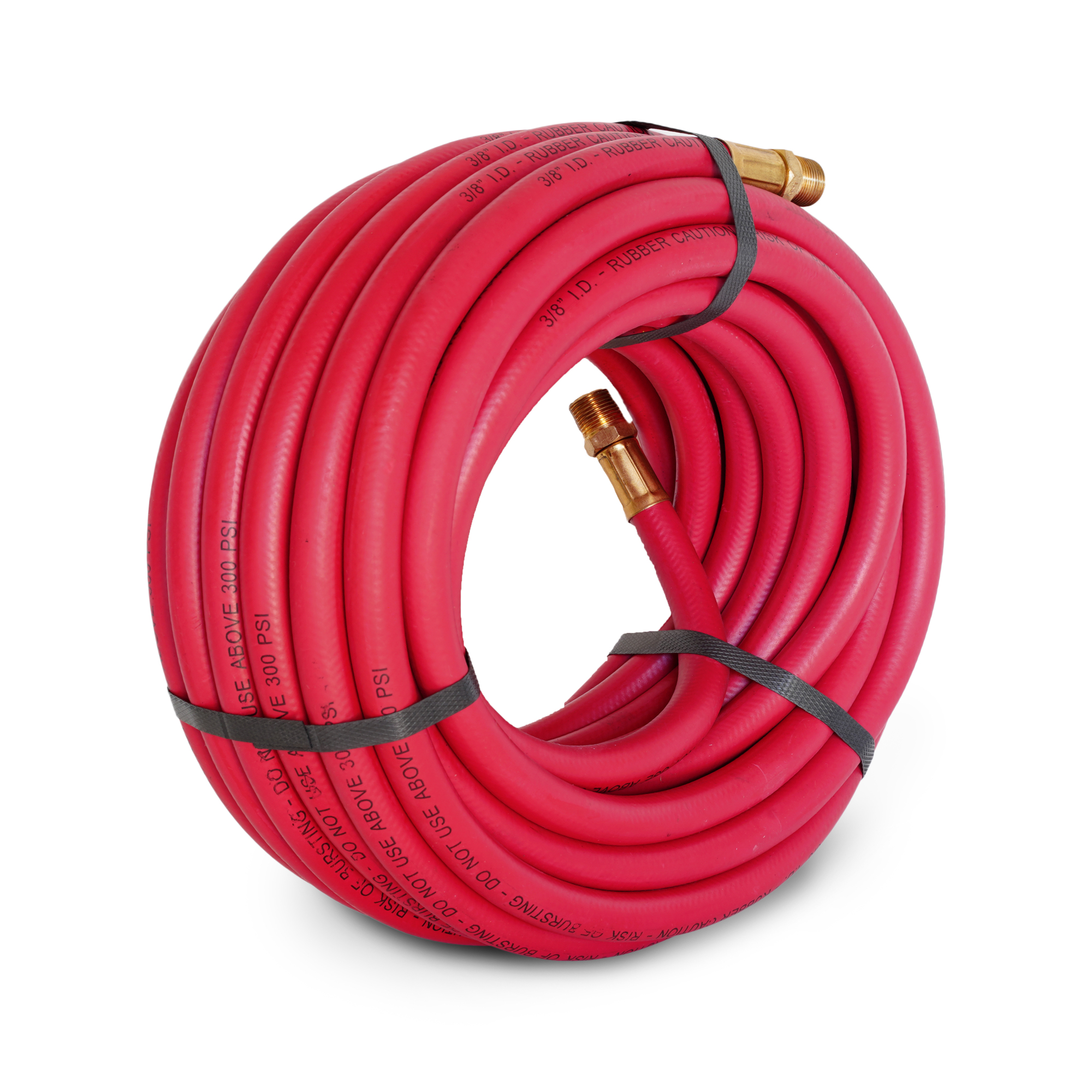 STEELMAN 50-Foot Long 3/8-Inch ID Rubber Air Hose with Brass 3/8-Inch Male NPT Fittings 50050-IND