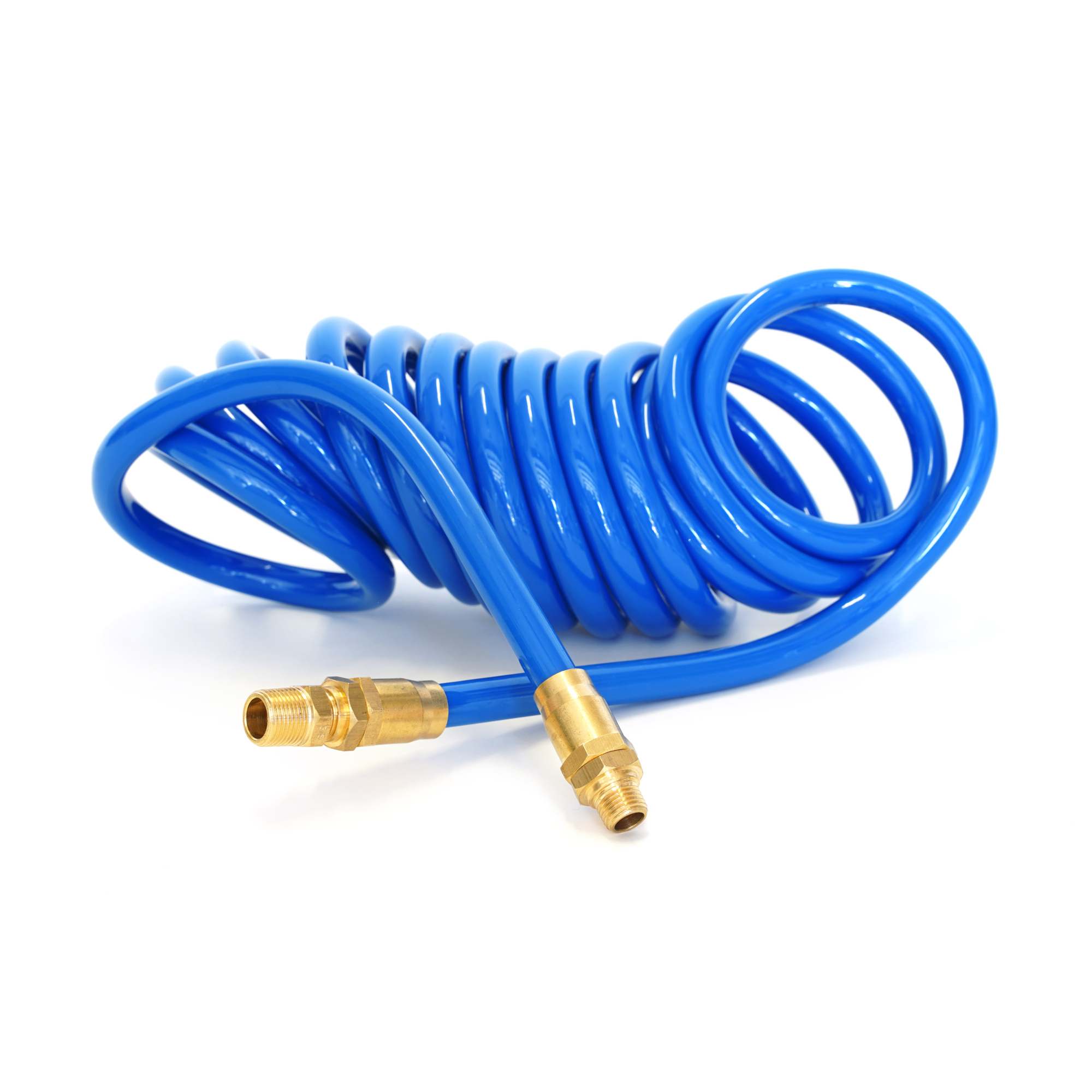 STEELMAN 15-Foot Coiled 3/8-Inch ID Air Hose with Reusable 1/4-Inch NPT Brass Fittings 50043-WM-IND