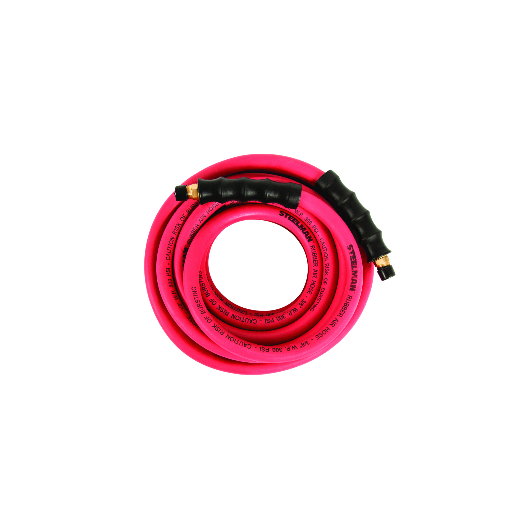 STEELMAN 25-Foot x 3/8-Inch ID Rubber Air Hose with 1/4-Inch NPT Brass Fittings 60394