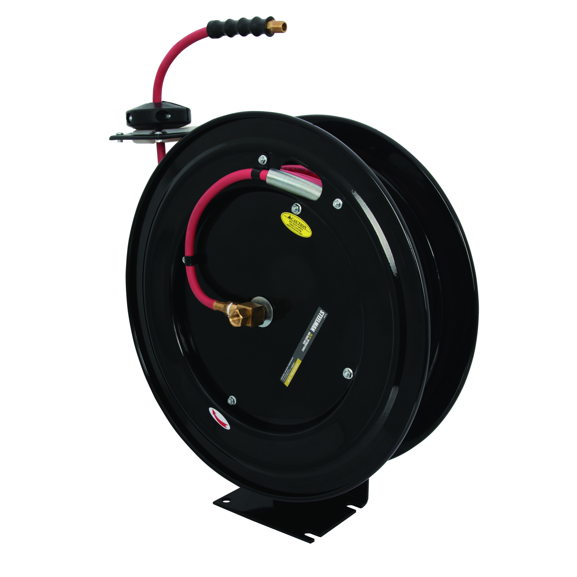 STEELMAN 50-Foot Long 1/4-Inch Inner Diameter Air Hose with Spring Retractable Hose Reel with 1/4-Inch NPT Fittings 61308