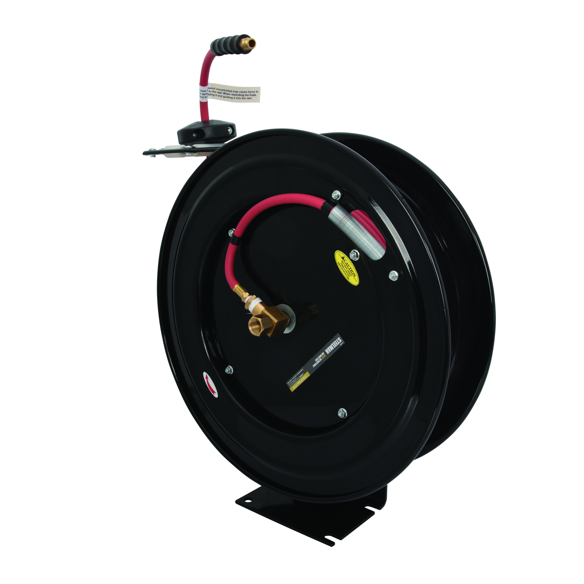 STEELMAN 25-Foot Long 1/4-Inch Inner Diameter Air Hose with Spring Retractable Hose Reel with 1/4-Inch NPT Fittings 61309