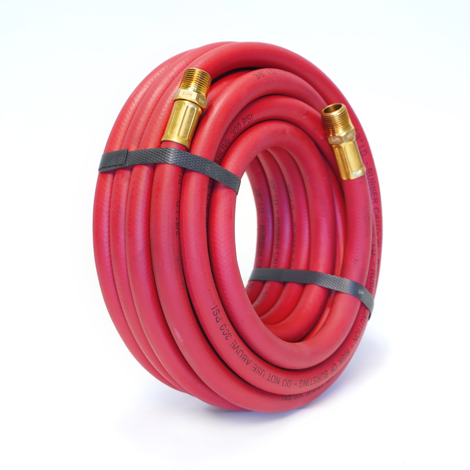 STEELMAN 30-Foot Long Rubber 3/8-Inch ID Air Hose with 3/8-Inch NPT Brass Fittings 98459-IND