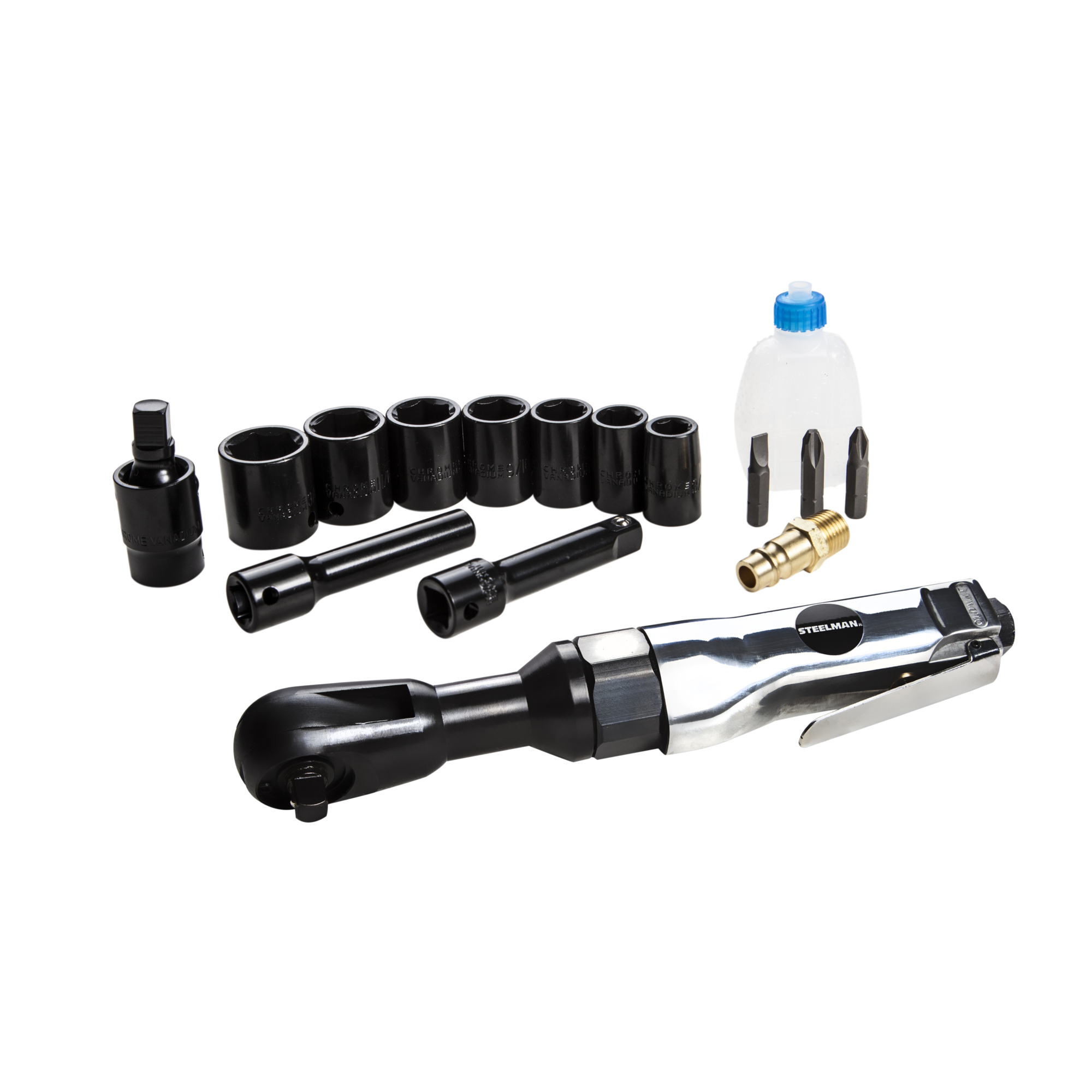 STEELMAN 3/8-Inch Drive Air Ratchet 16-Piece Kit, Model#