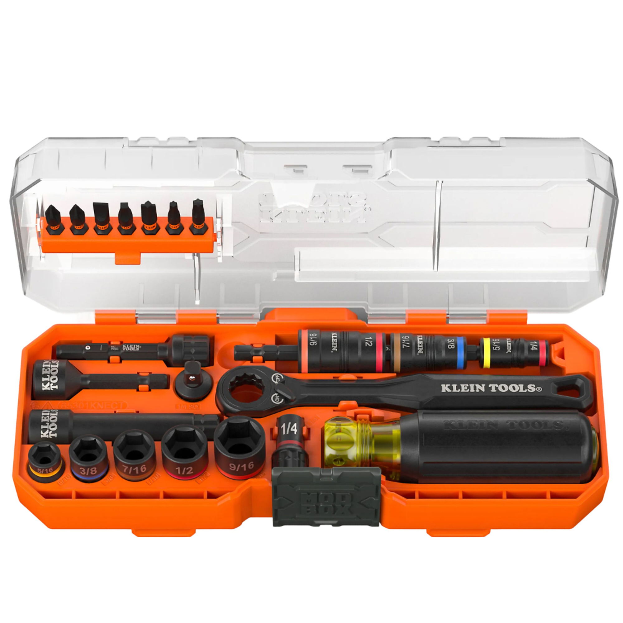 KNECT™ Pass-Through and Flip Socket Starter Set, SAE, 23-Piece, Klein Tools Model# 65301KNECT