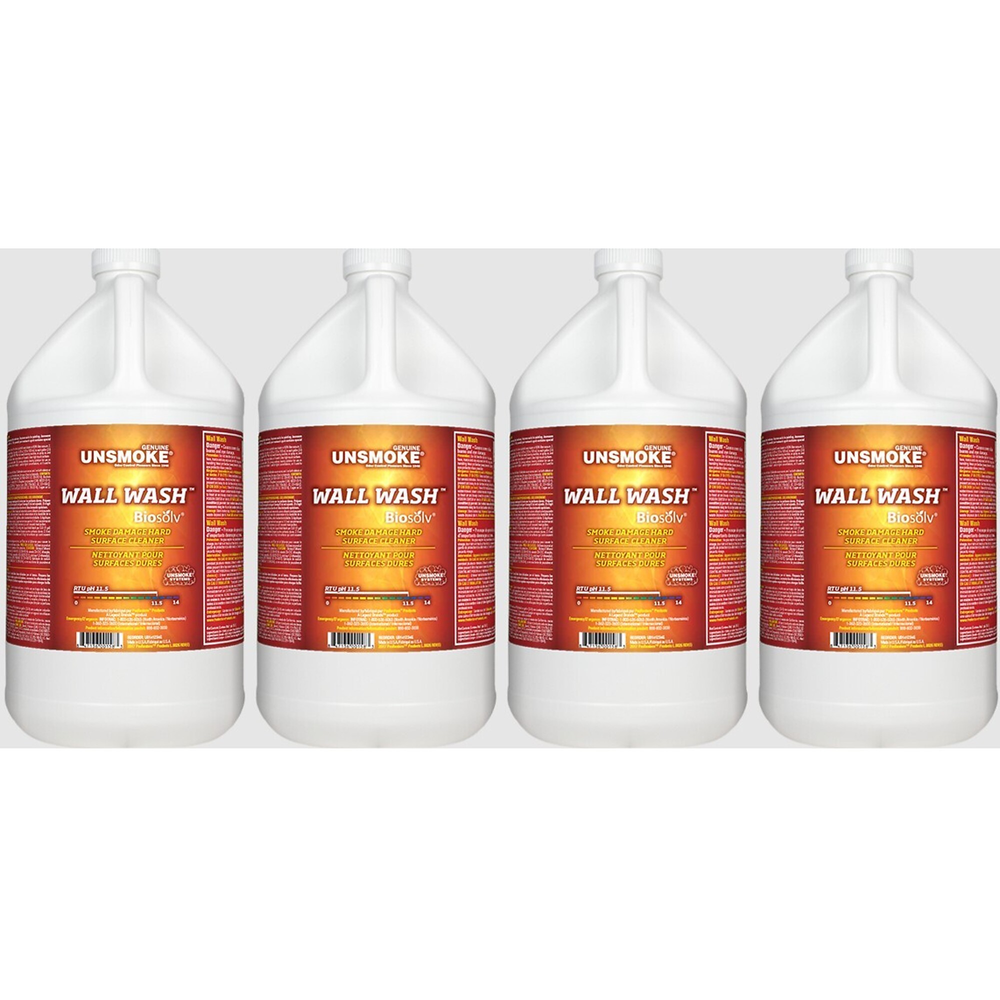 UNSMOKE Systems, Wall Wash with Biosolv Model # 114758 - Four 1 gal. / 3.8 L bottles.