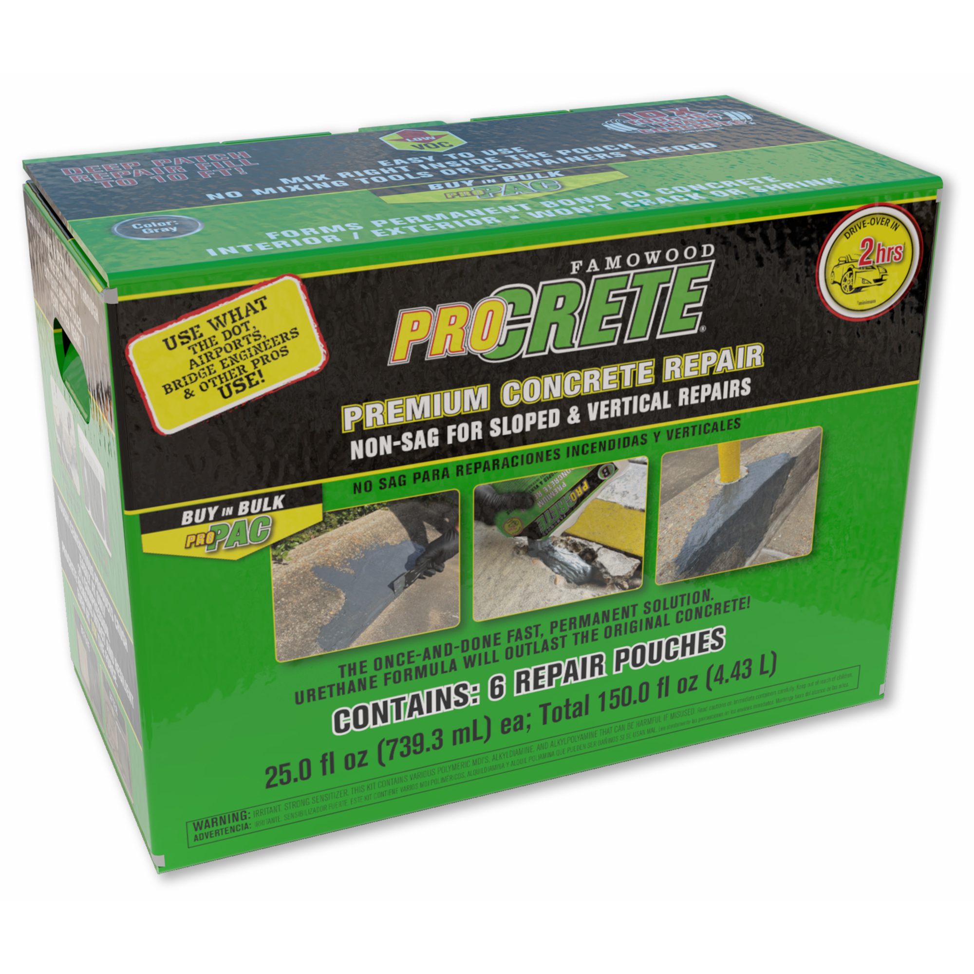 PROCRETE Concrete Repair Non-Sag Grey 25 oz. 6-Pack 6221001