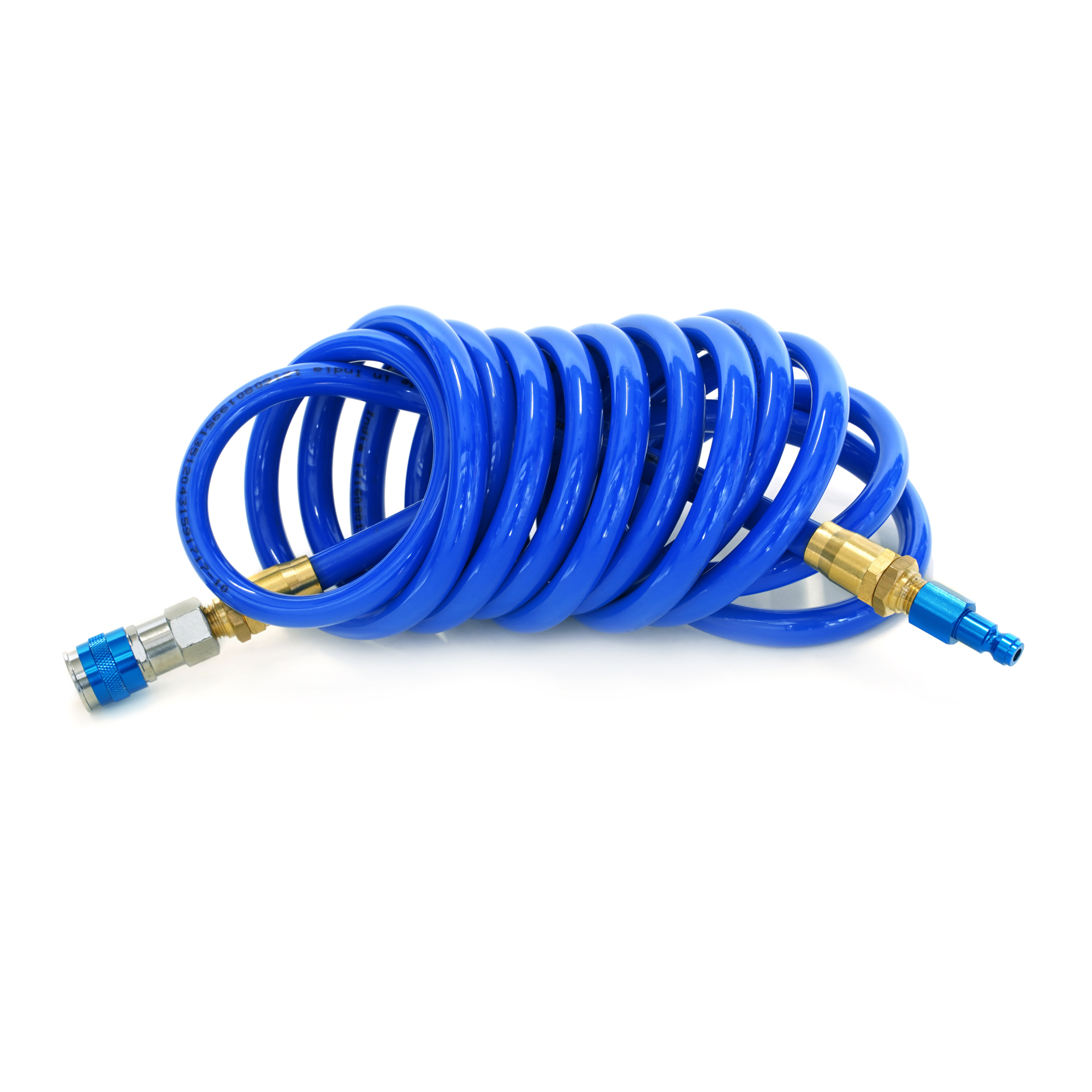 STEELMAN 15-Foot Coiled 3/8-Inch ID Air Hose with Reusable 1/4-Inch NPT Brass and Quick Connect Fittings, Model# 50043-WMQ-IND