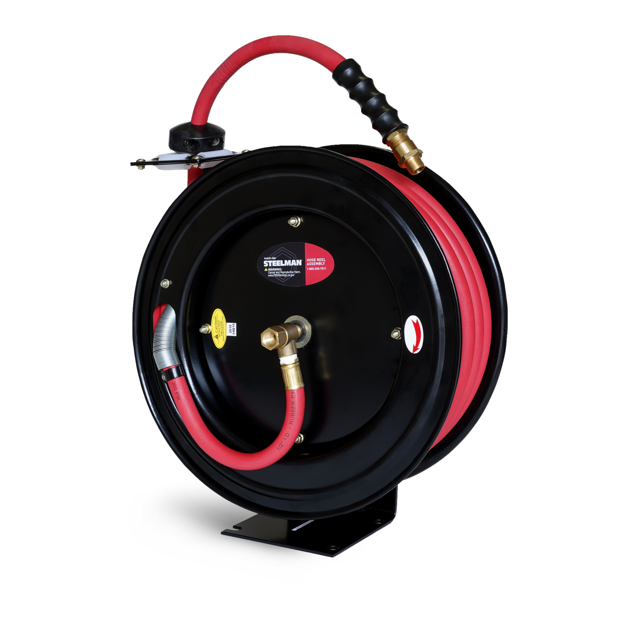 STEELMAN Enclosed Spring Pneumatic Hose Reel with 50-Foot 1/2-Inch ID Hose 96839-IND