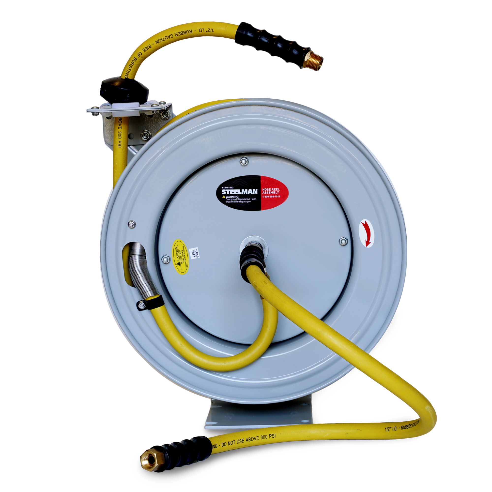 STEELMAN Enclosed Spring Garden Center Water / Pneumatic Hose Reel with 50-Foot 1/2-Inch ID Hose 96840-IND
