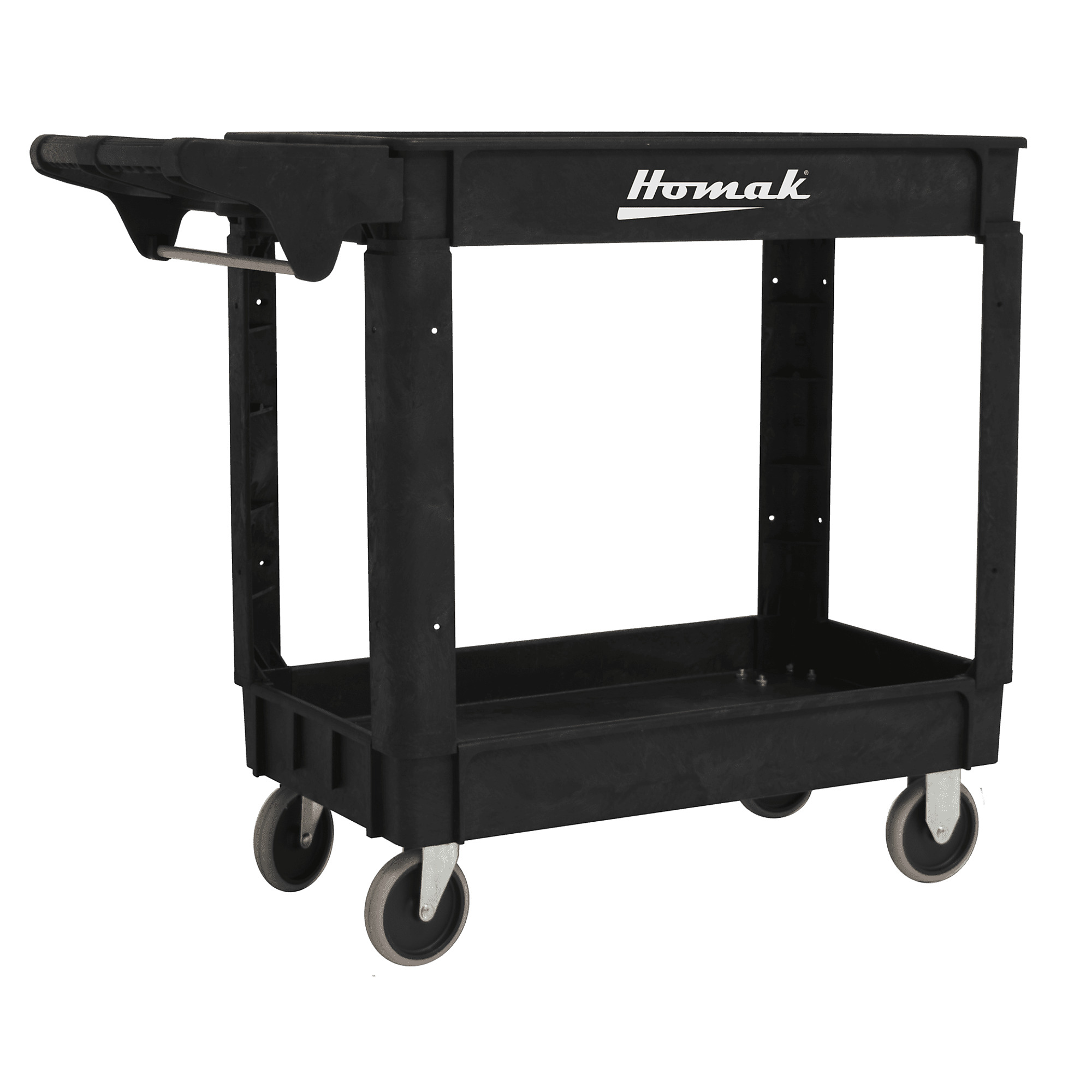 Homak, 30" X 16" Poly Propylene Service Cart, Black, High-density polyethylene, Model #PP06039021