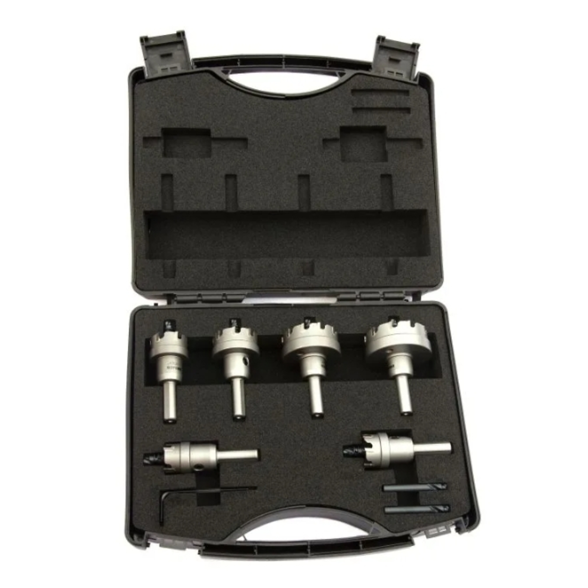 Drillco 95CT6S 3-Flats Shank Carbide Hole Cutter Set, 7/8", 1", 1 1/8", 1 3/8", 1 3/4"