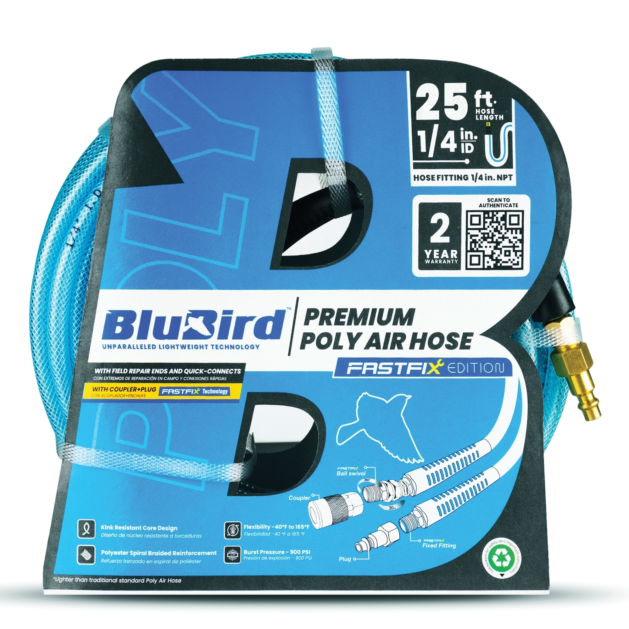 BluBird Poly Air Hose 1/4" X 25'-Blue-fastfix  -  BBPU1425