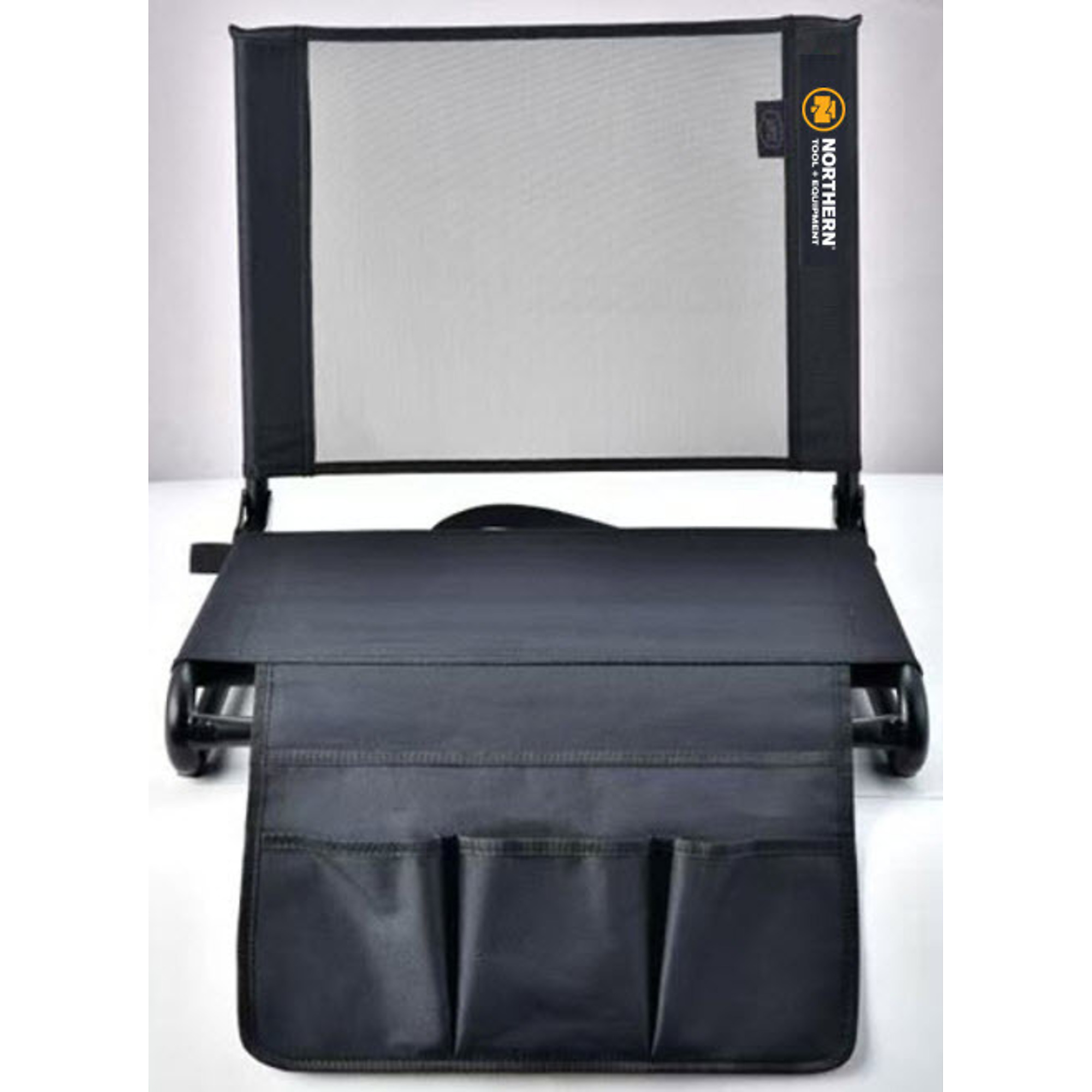 Trappers Peak XL Stadium Seat, Northern Tool + Equipment Edition, 300-Lb. Capacity, Mesh Back, Storage Pockets, Model# NT-STS1000-BK
