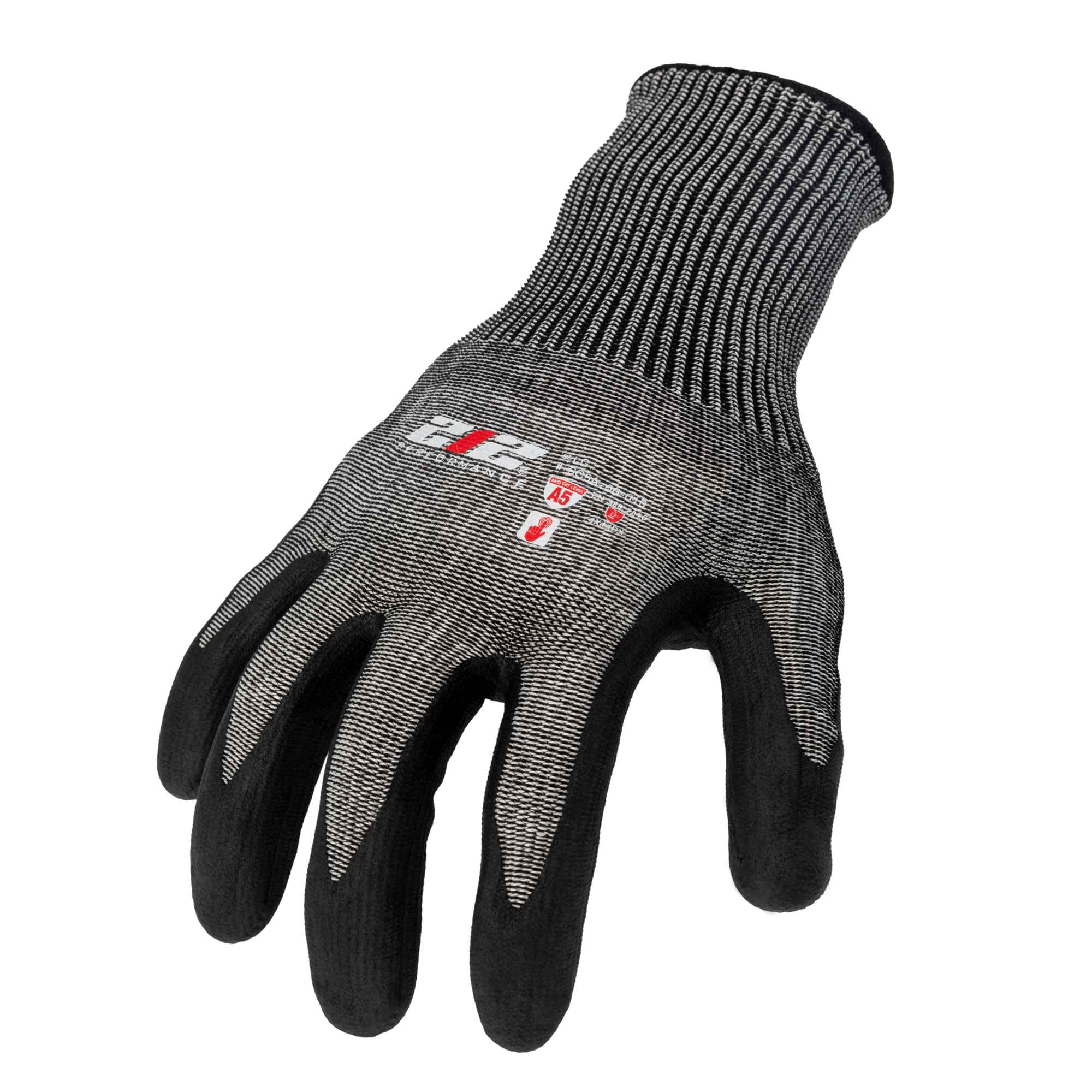 212 Performance Nitrile Foam-Dipped ANSI A5 Cut Resistant Touchscreen Compatible Seamless Work Gloves in Black and Gray, 12-Pack, 2X-Large SC5A-06-012