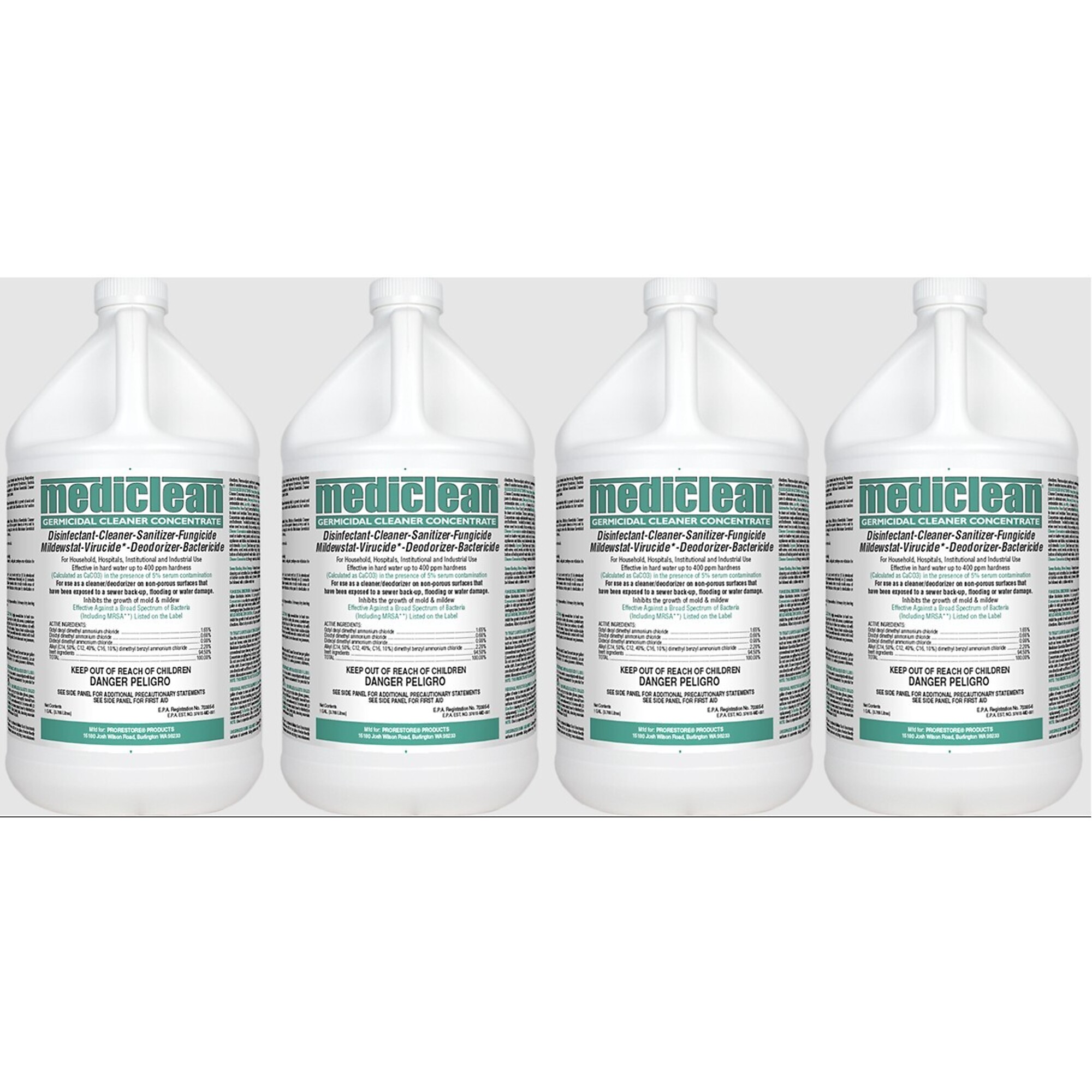 PROCHEM, Mediclean - Germicidal Cleaner Concentrate, Model # 118224 - (US-Lemon) Four 1 gal. / 3.8 L bottles