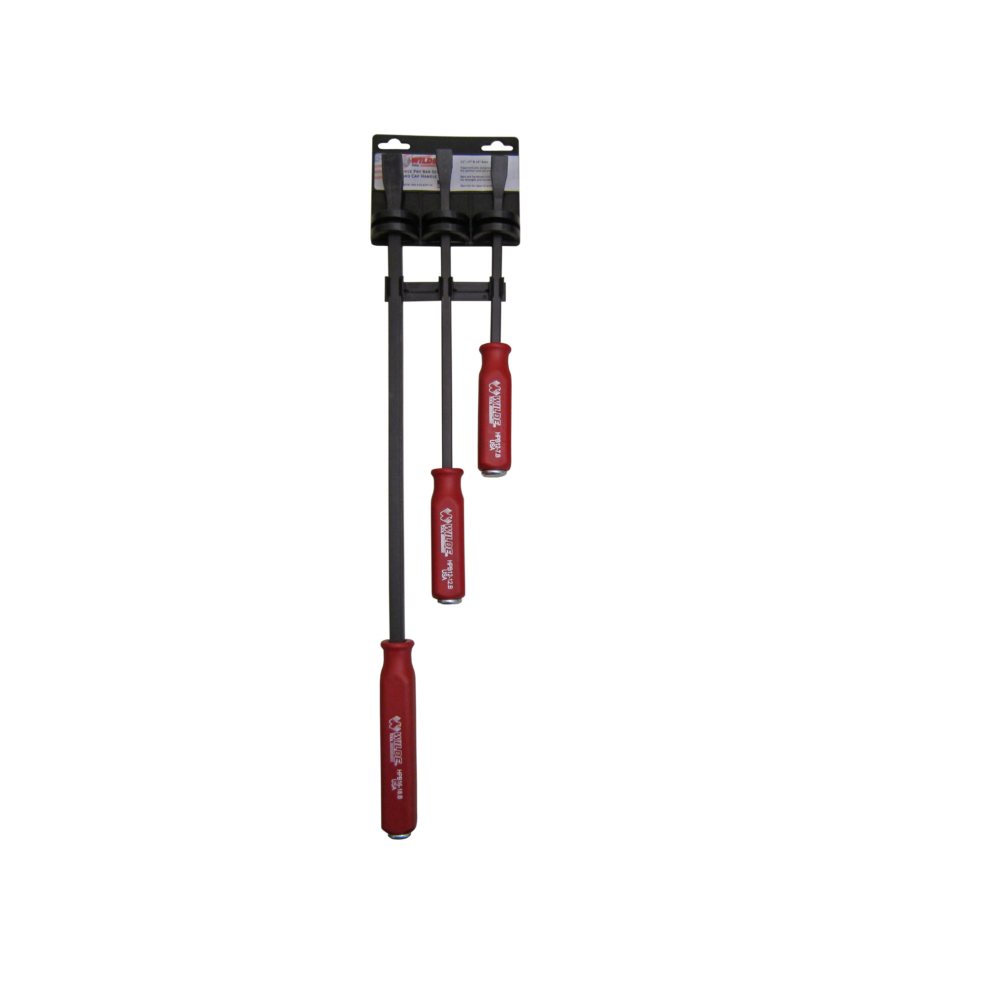 Wilde Tool 3-Piece Hard Cap Pry Bar Set - 12", 17" & 25" Bars, Model # HPB 3-SQ.B/HT HC