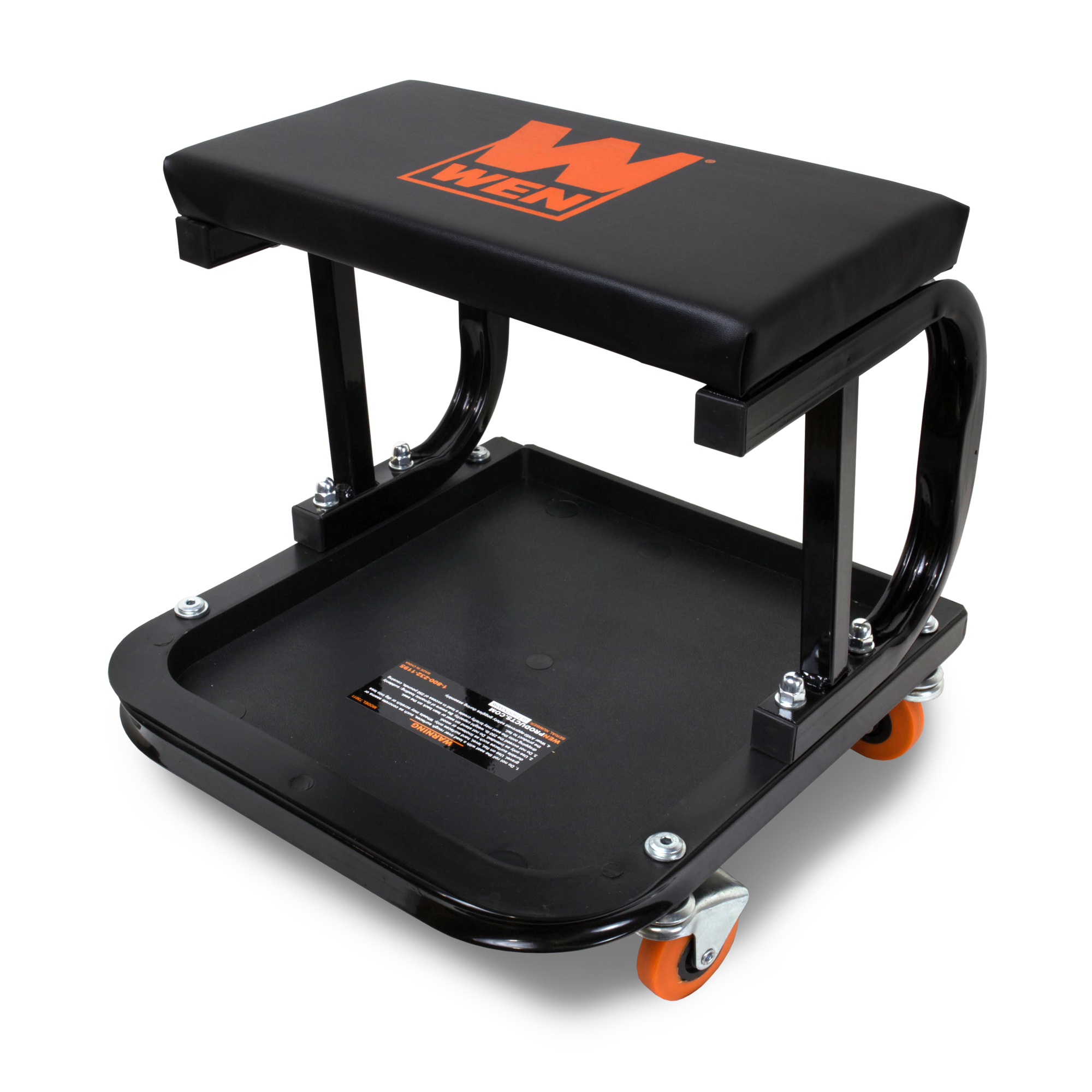 WEN 73011T 250 lb. Capacity Rolling Mechanic Seat with Onboard Storage