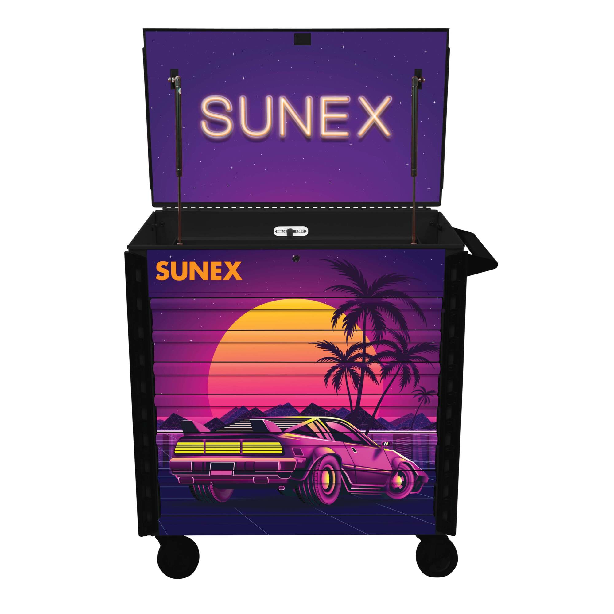SUNEX TOOLS, Model #8056FDBKRETRO, Premium Full Drawer Service Cart - 80s Retro
