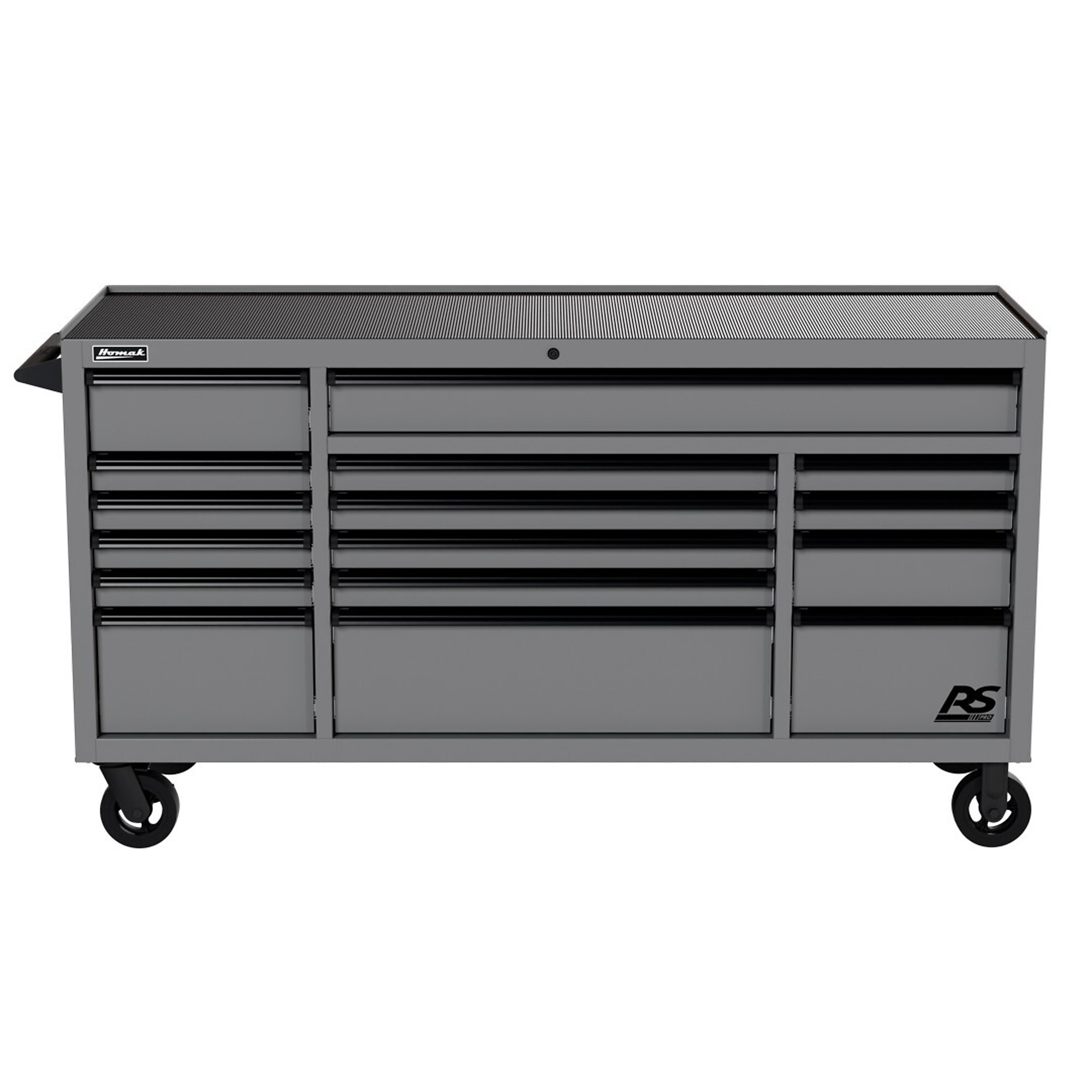 Homak, RS Pro, 72" 16 Drawer Roller Cabinet, Gray, Heavy-duty 16-gauge steel, Model # GR04072160