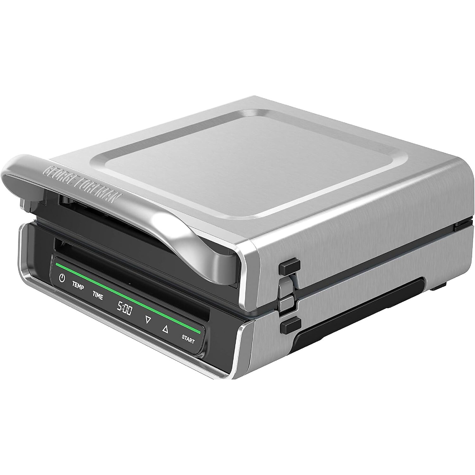 George Foreman Smokeless Indoor Grill, Digital Touchscreen, 4–6 Serving Capacity, Stainless Steel, Model# GRD6090B